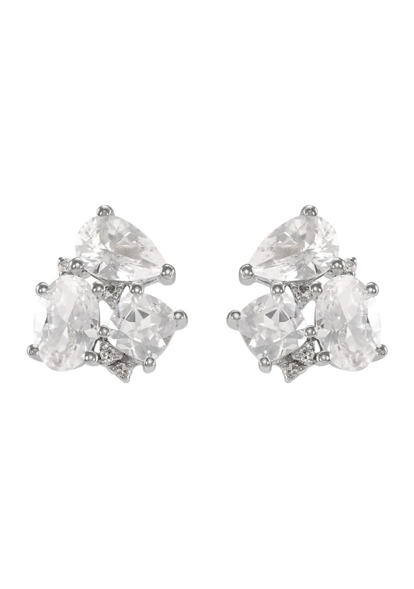 Lab Grown White Sapphire Stud Earrings in Sterling Silver