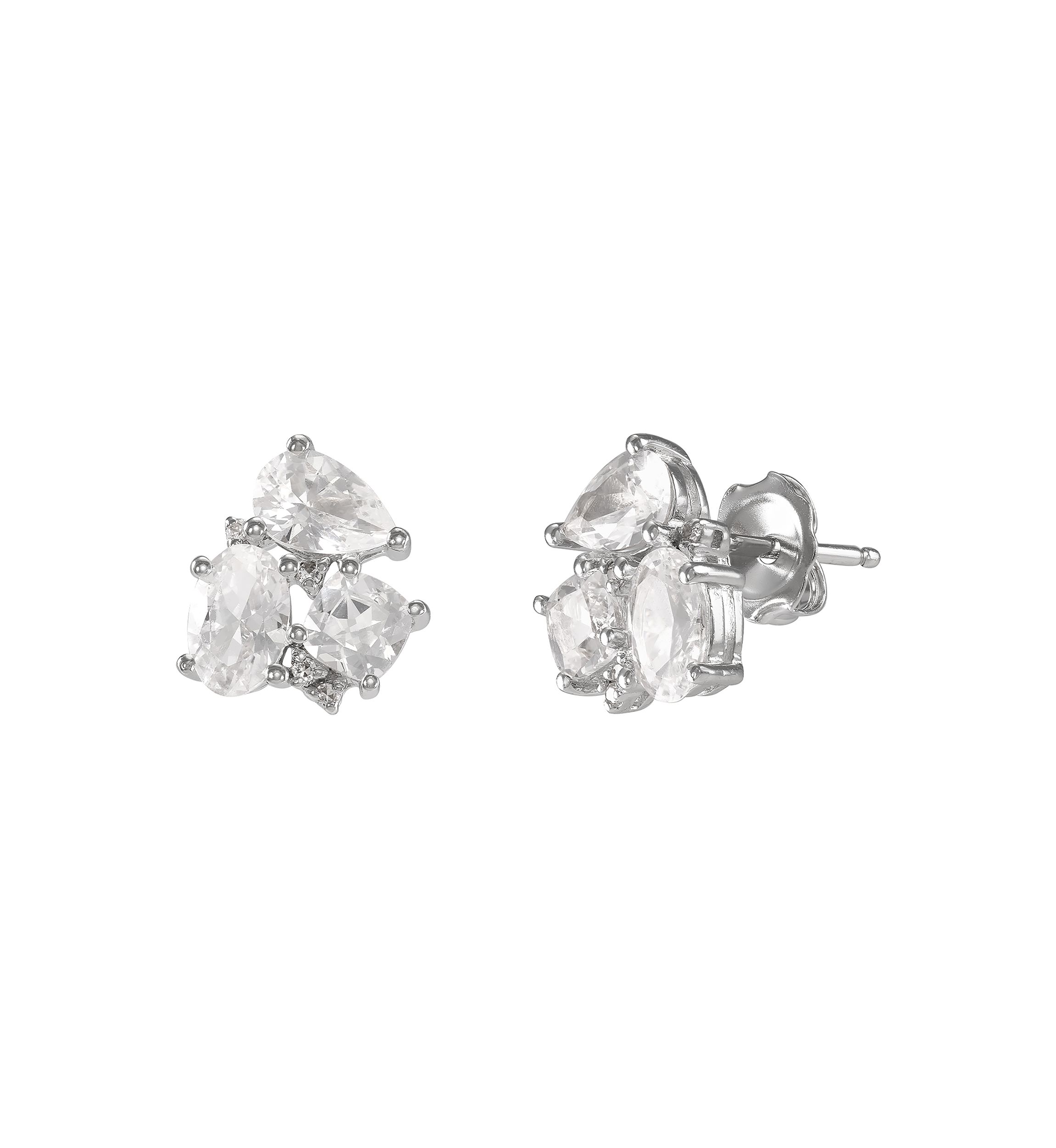 Lab Grown White Sapphire Stud Earrings in Sterling Silver