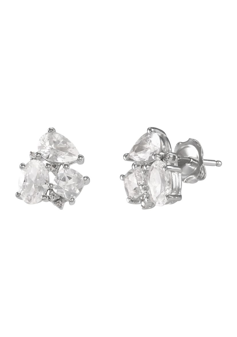 Lab Grown White Sapphire Stud Earrings in Sterling Silver
