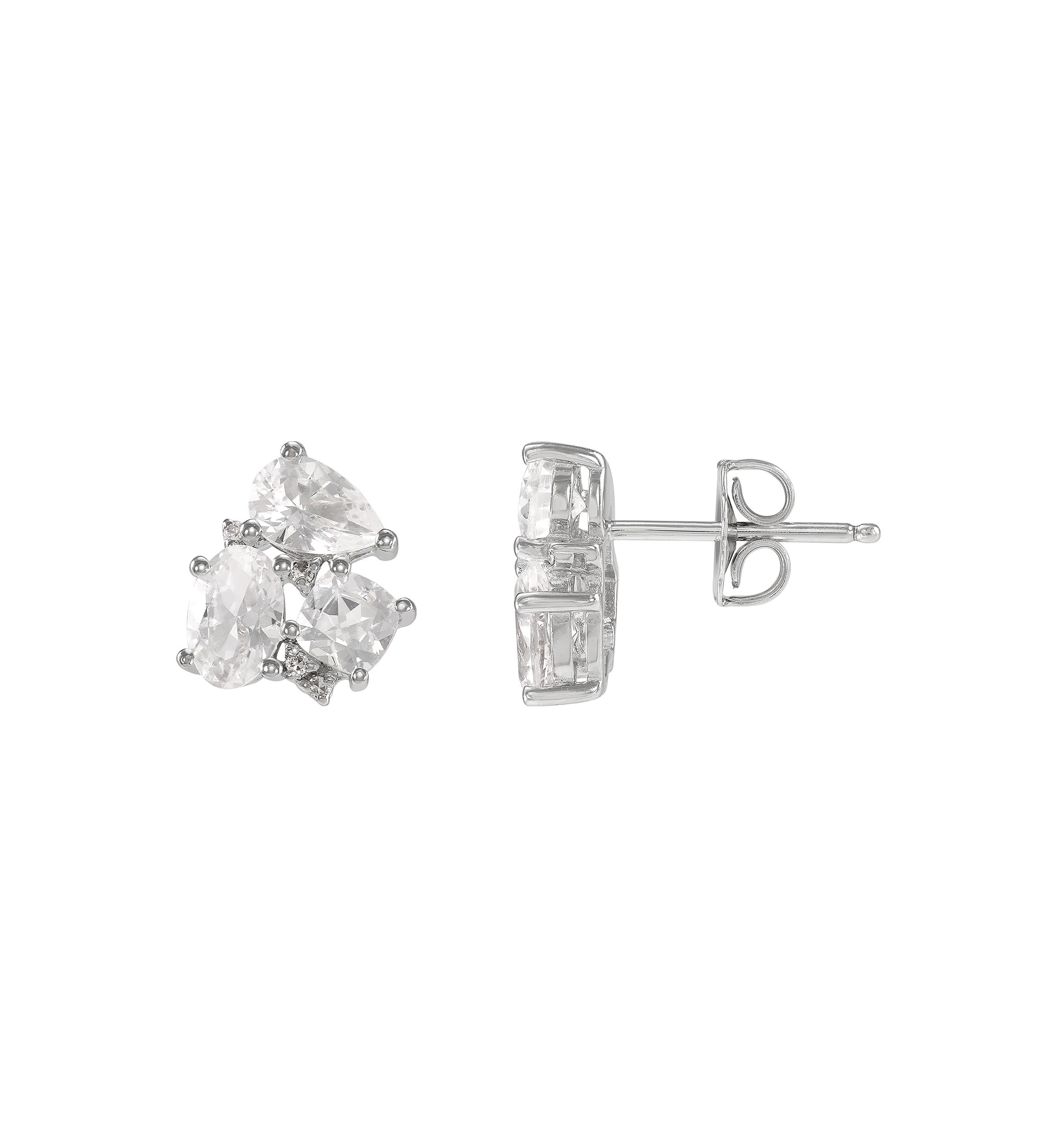 Lab Grown White Sapphire Stud Earrings in Sterling Silver