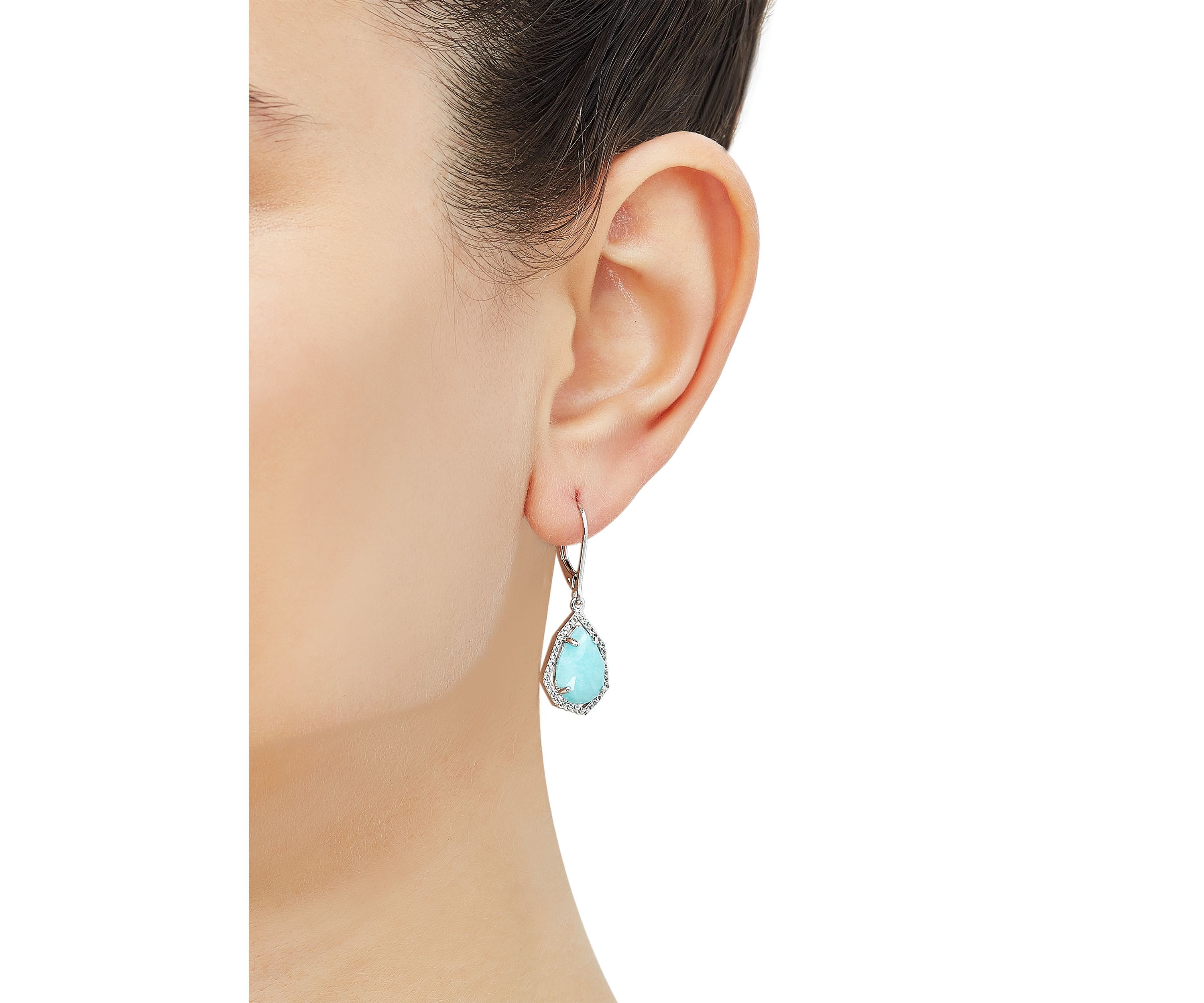 Amazonite and White Topaz Earrings in Sterling Silver