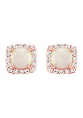 Belk & Co Lab Created Opal and Lab Created White Sapphire Stud Earrings in 10K Rose Gold
