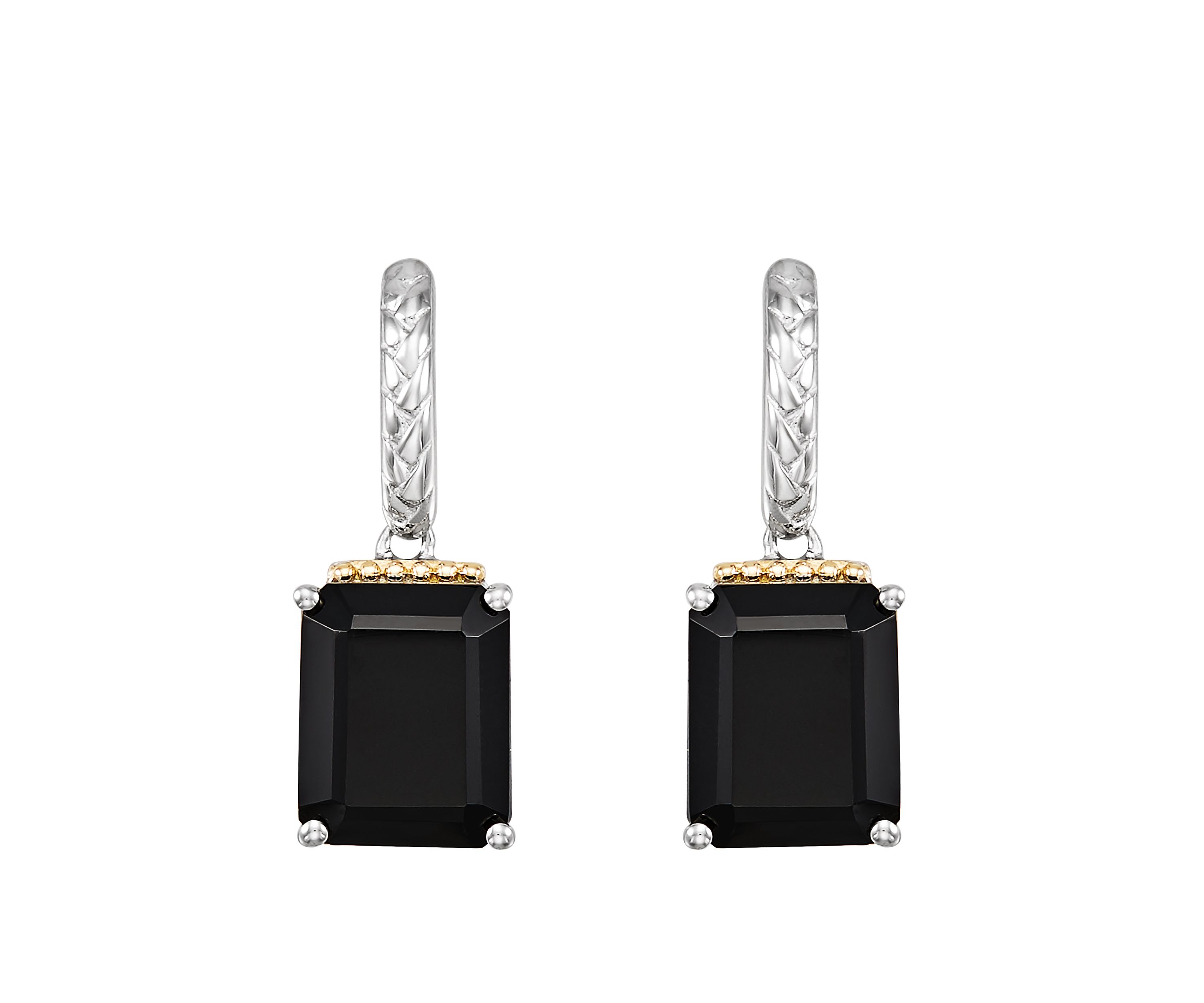 Onyx Drop Earrings in Sterling Silver/14k Yellow Gold