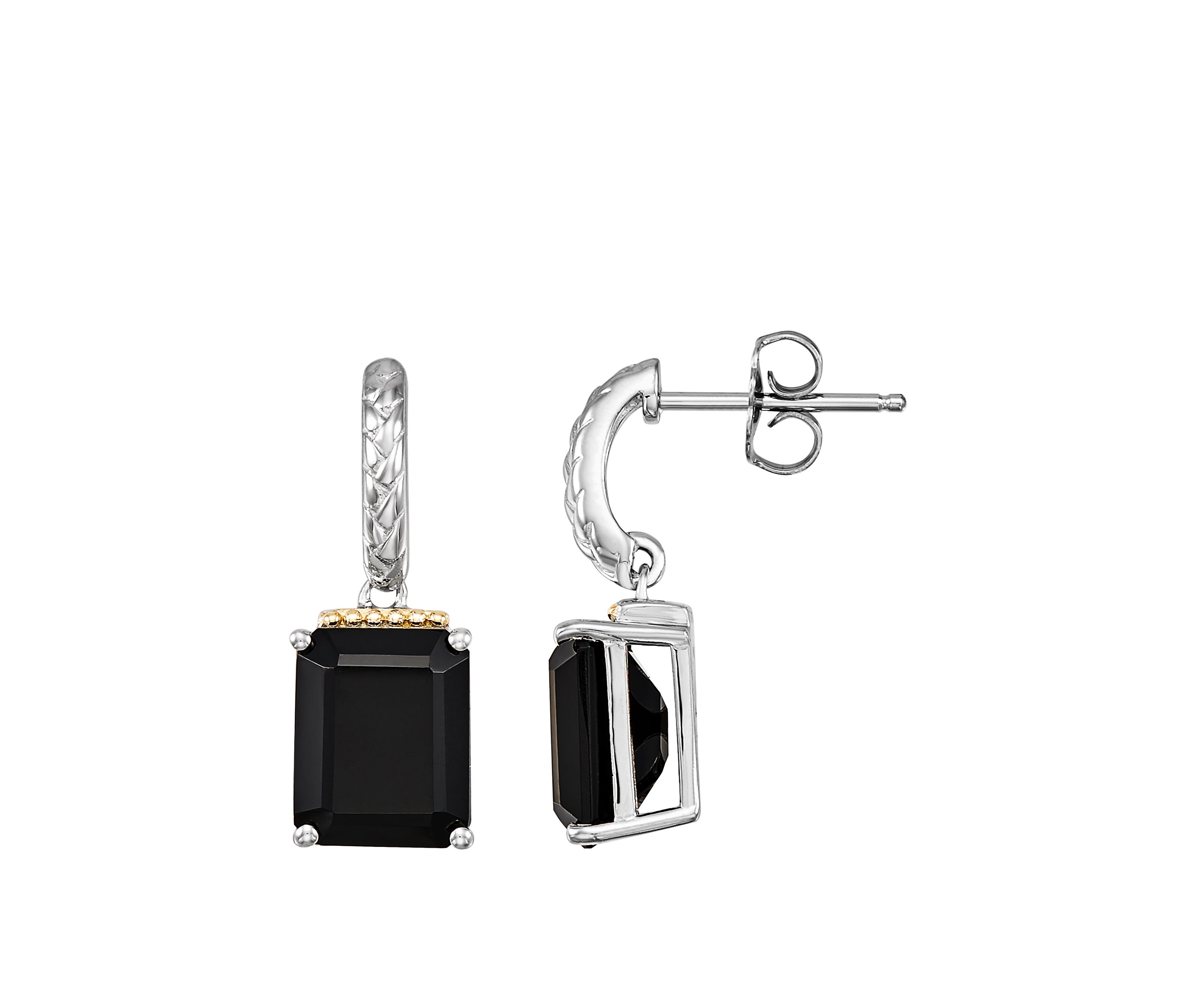 Onyx Drop Earrings in Sterling Silver/14k Yellow Gold