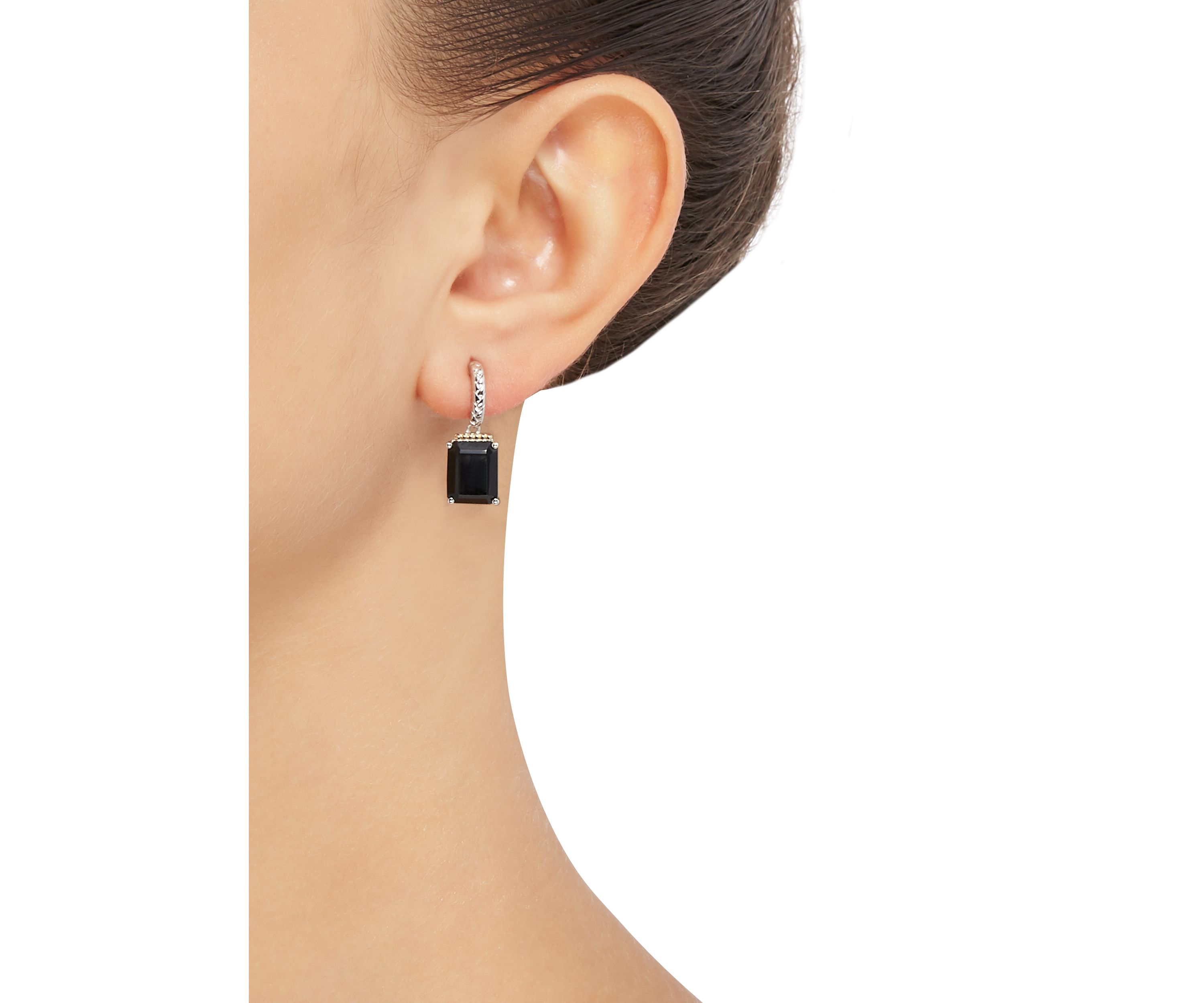 Onyx Drop Earrings in Sterling Silver/14k Yellow Gold