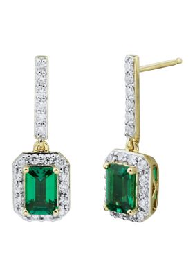 Belk & Co 3/8 ct. t.w. Lab Created Emerald and Lab Created Diamond Drop Earrings in 10K Yellow Gold