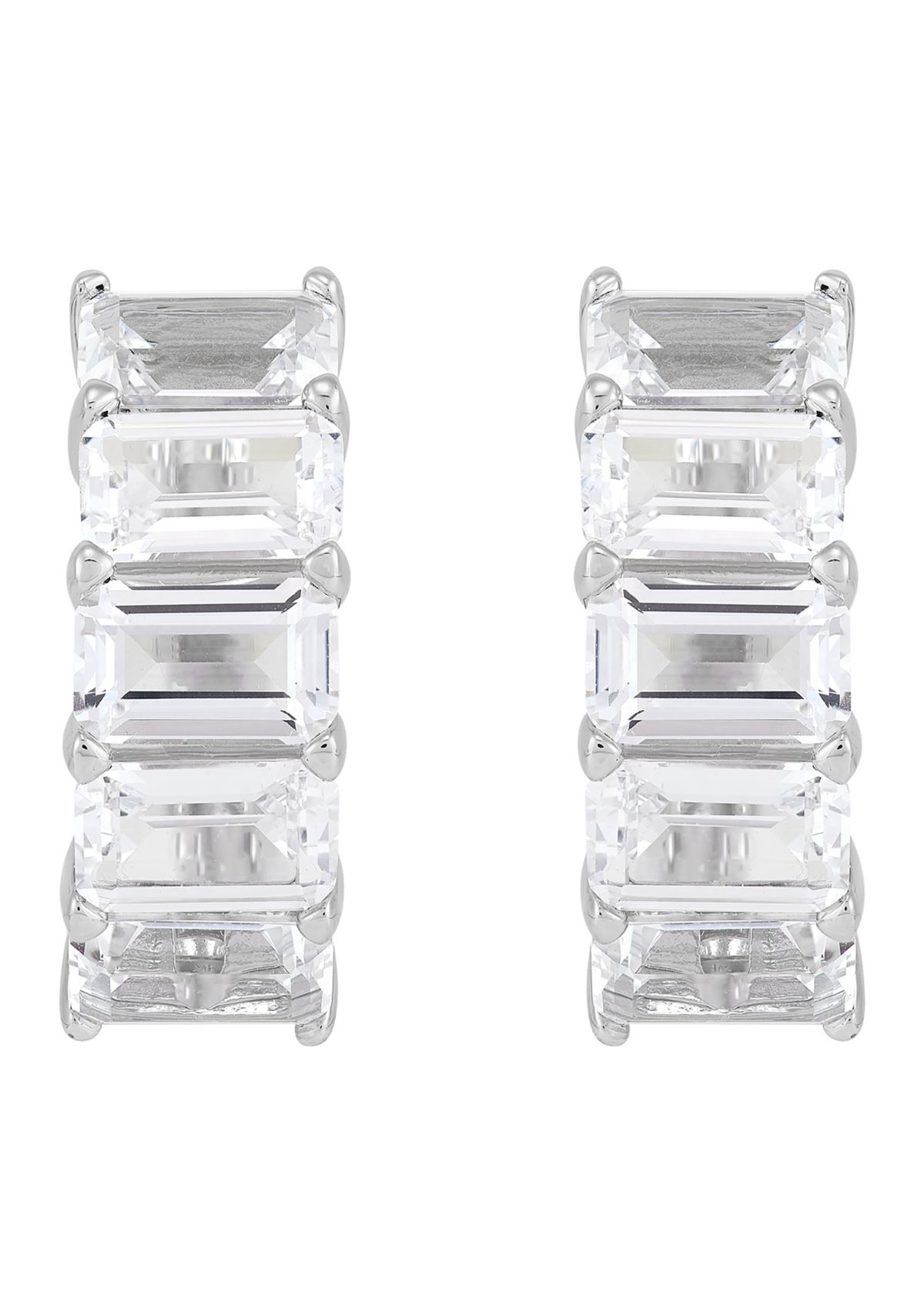 Lab Created White Sapphire Huggie Hoop Earrings in Sterling Silver