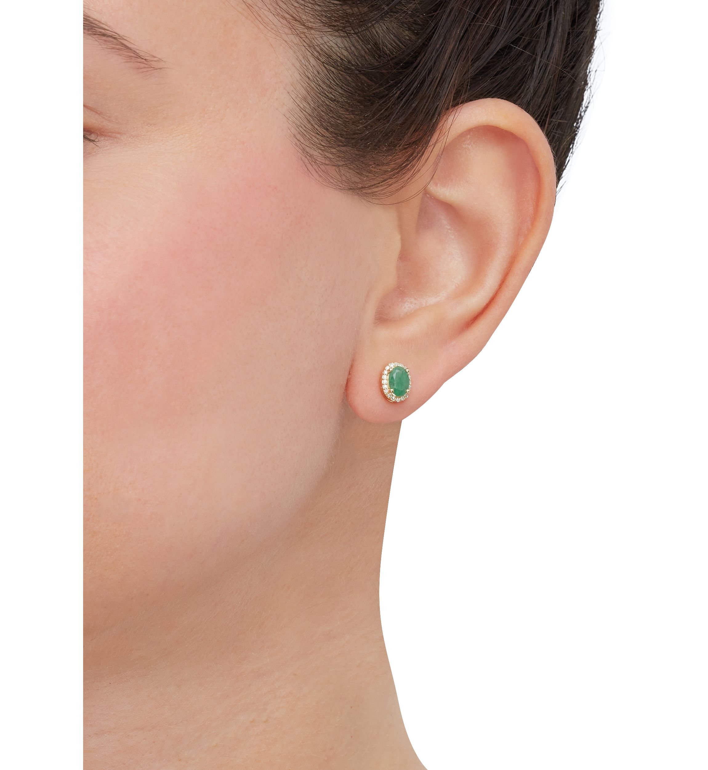 1/10 ct. t.w. Diamond and Emerald Earrings in 10K Yellow Gold