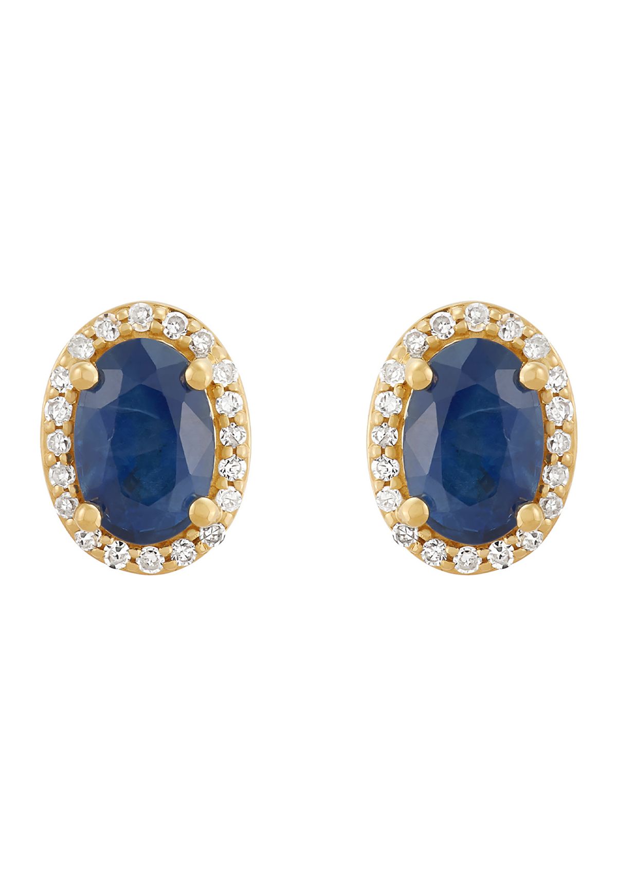 1/10 ct. t.w. Sapphire and Diamond Earrings in 10K Yellow Gold