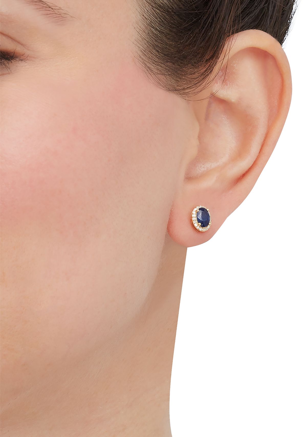 1/10 ct. t.w. Sapphire and Diamond Earrings in 10K Yellow Gold