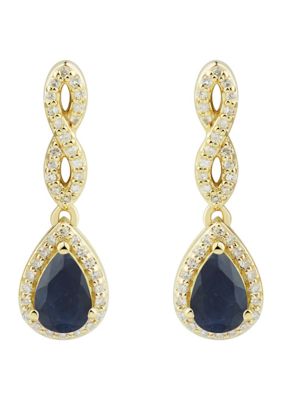Belk & Co 1/6 ct. t.w. Sapphire and Diamond Earrings in 10K Yellow Gold