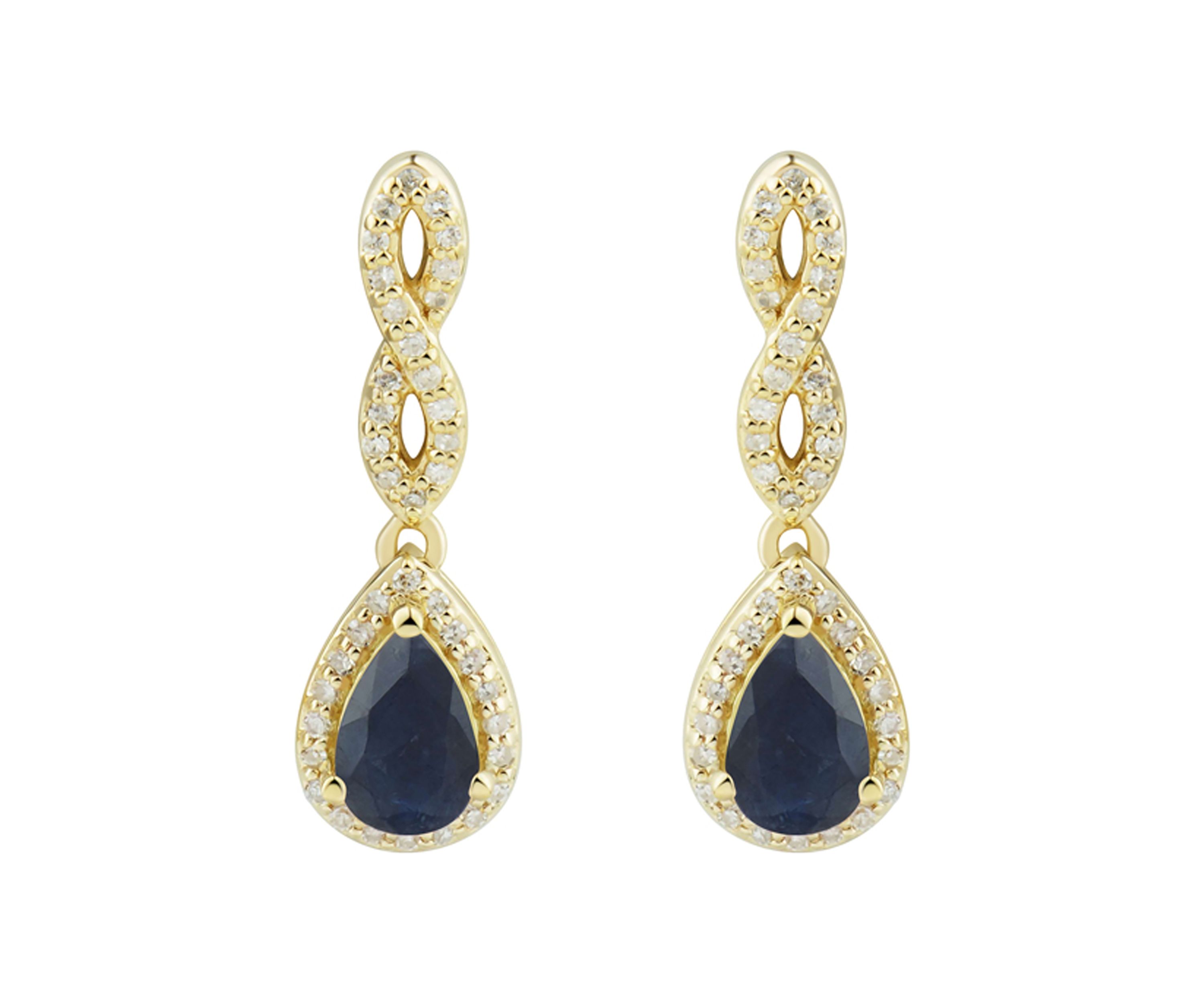 1/6 ct. t.w. Sapphire and Diamond Earrings in 10K Yellow Gold.