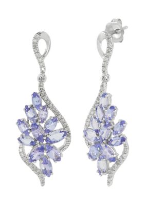 Belk & Co 1/4 ct. t.w. Diamond and Tanzanite Leaf Drop Earrings in Sterling Silver -  0729367948588