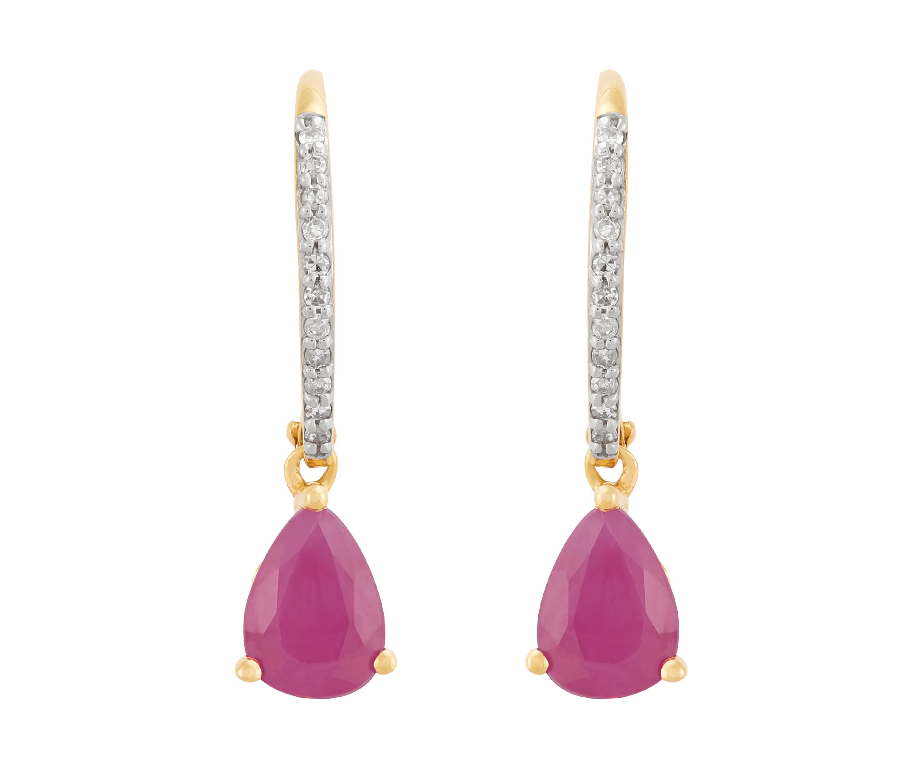 1/10 ct. t.w. Ruby and Diamond Earrings in 10K Yellow Gold