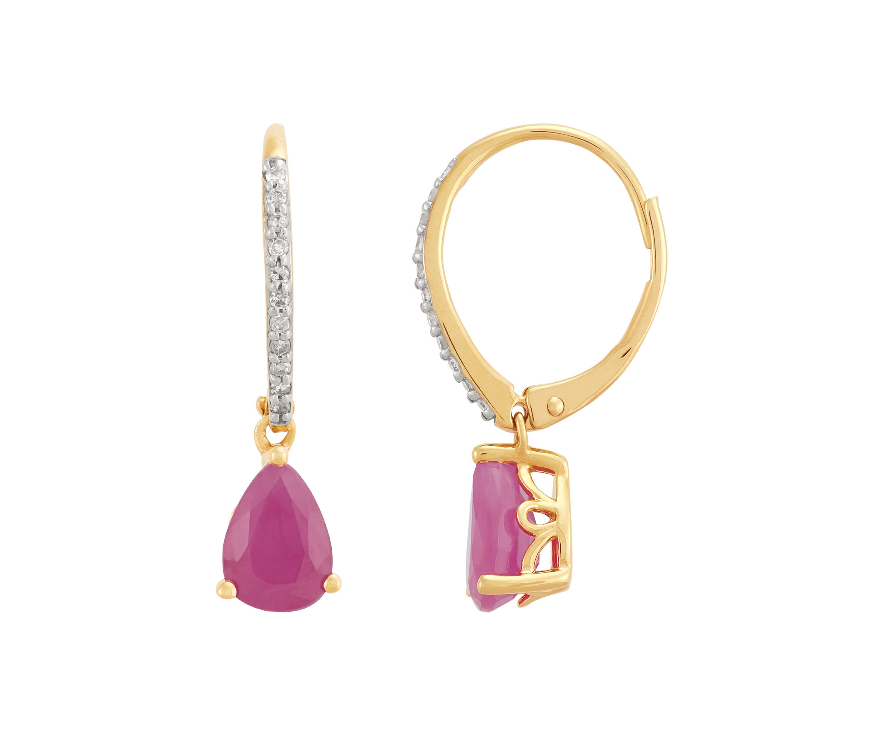 1/10 ct. t.w. Ruby and Diamond Earrings in 10K Yellow Gold