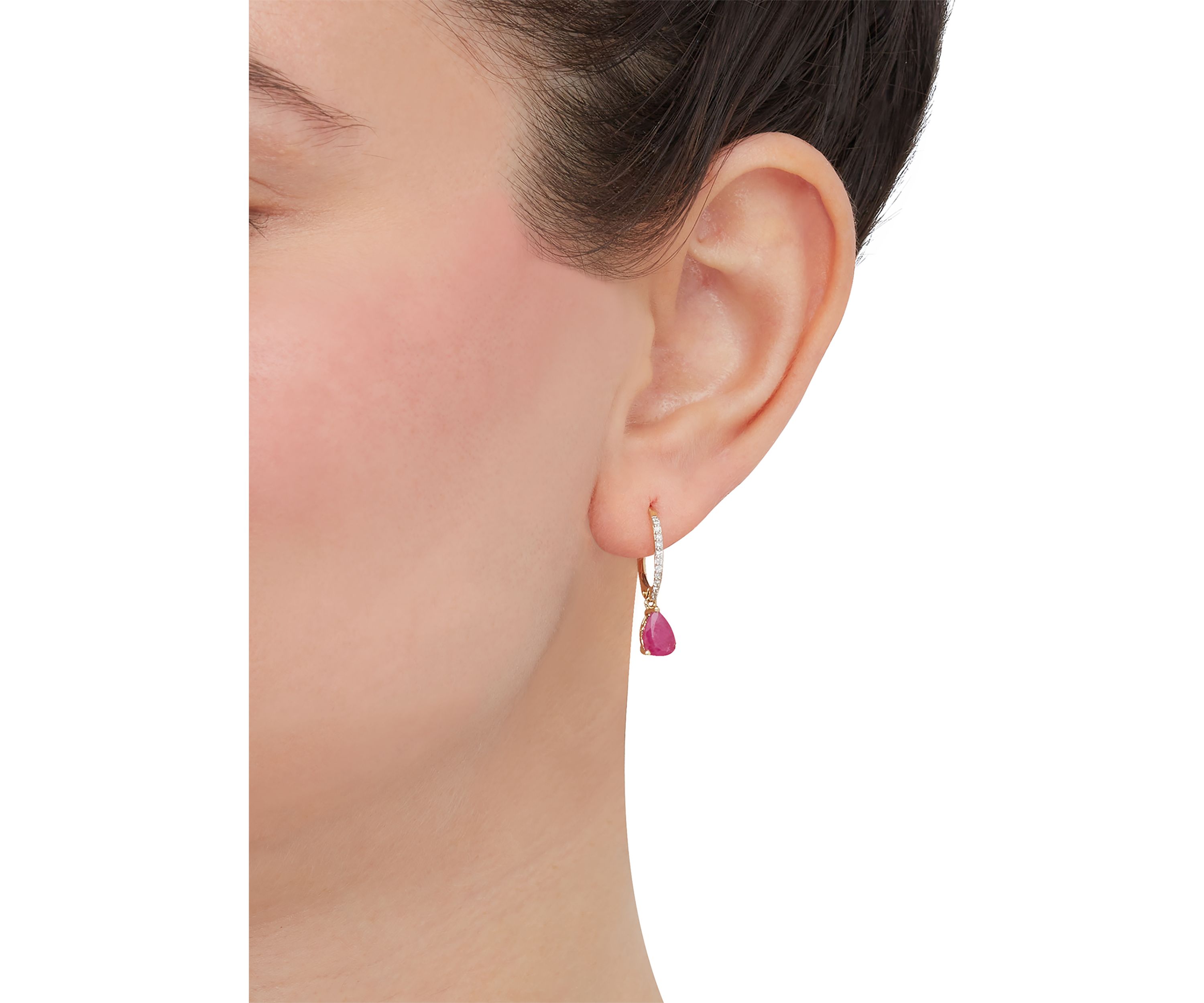 1/10 ct. t.w. Ruby and Diamond Earrings in 10K Yellow Gold