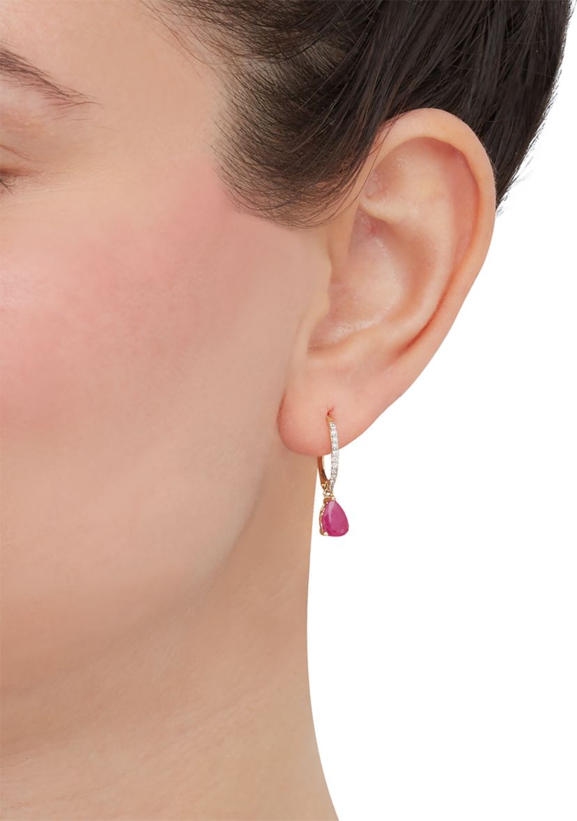 1/10 ct. t.w. Ruby and Diamond Earrings in 10K Yellow Gold
