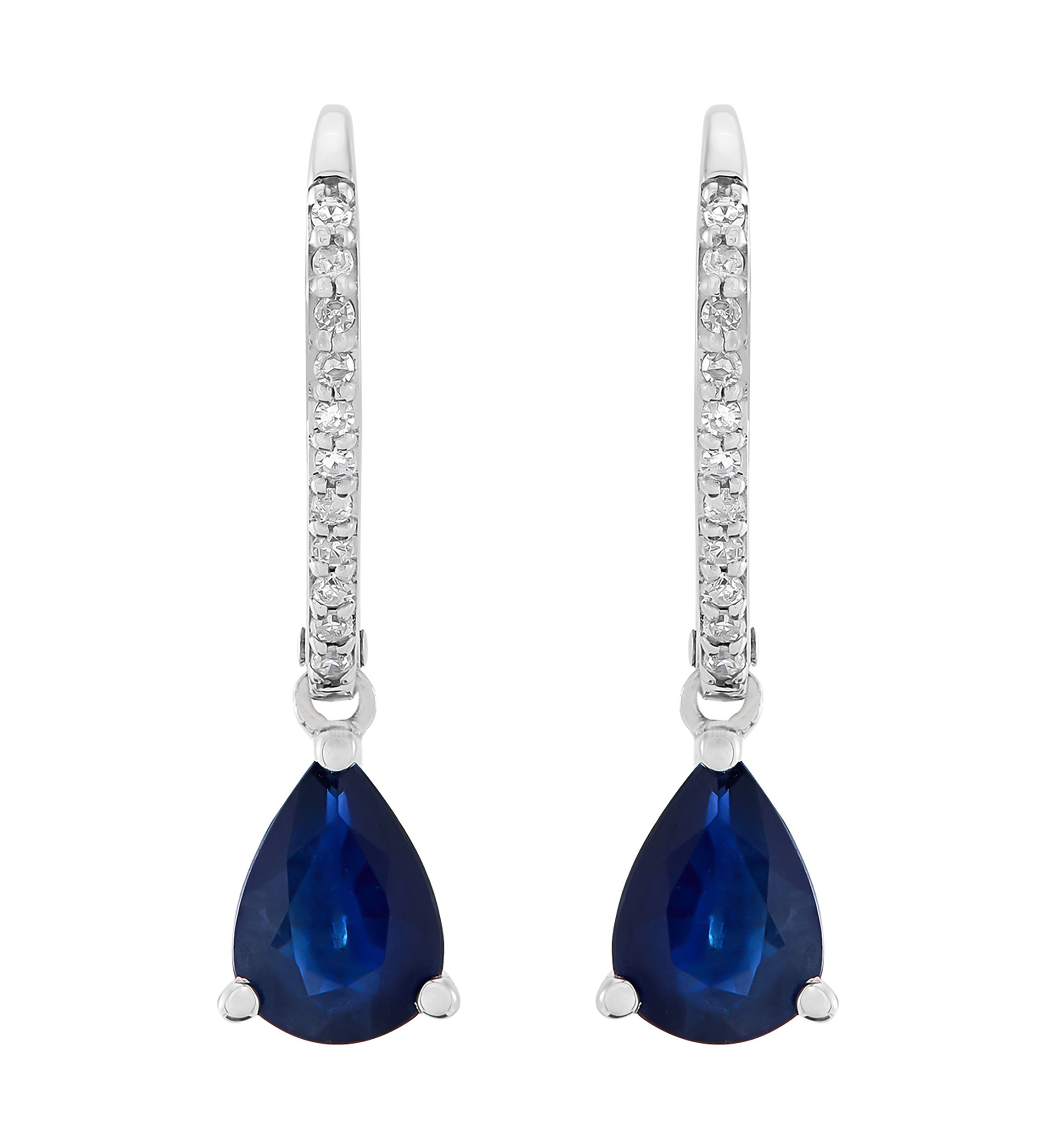 Sapphire and 1/10 ct. t.w. Diamond Earrings in 10K White Gold