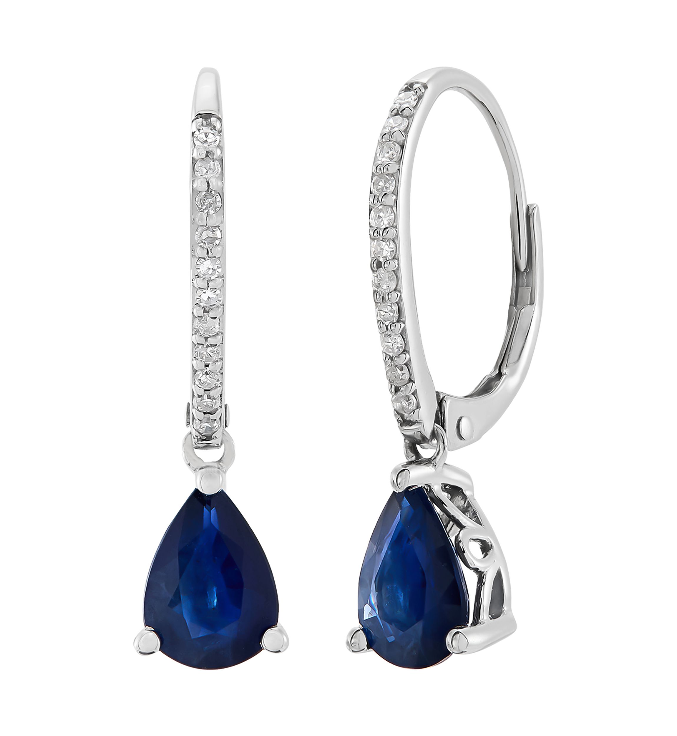 Sapphire and 1/10 ct. t.w. Diamond Earrings in 10K White Gold