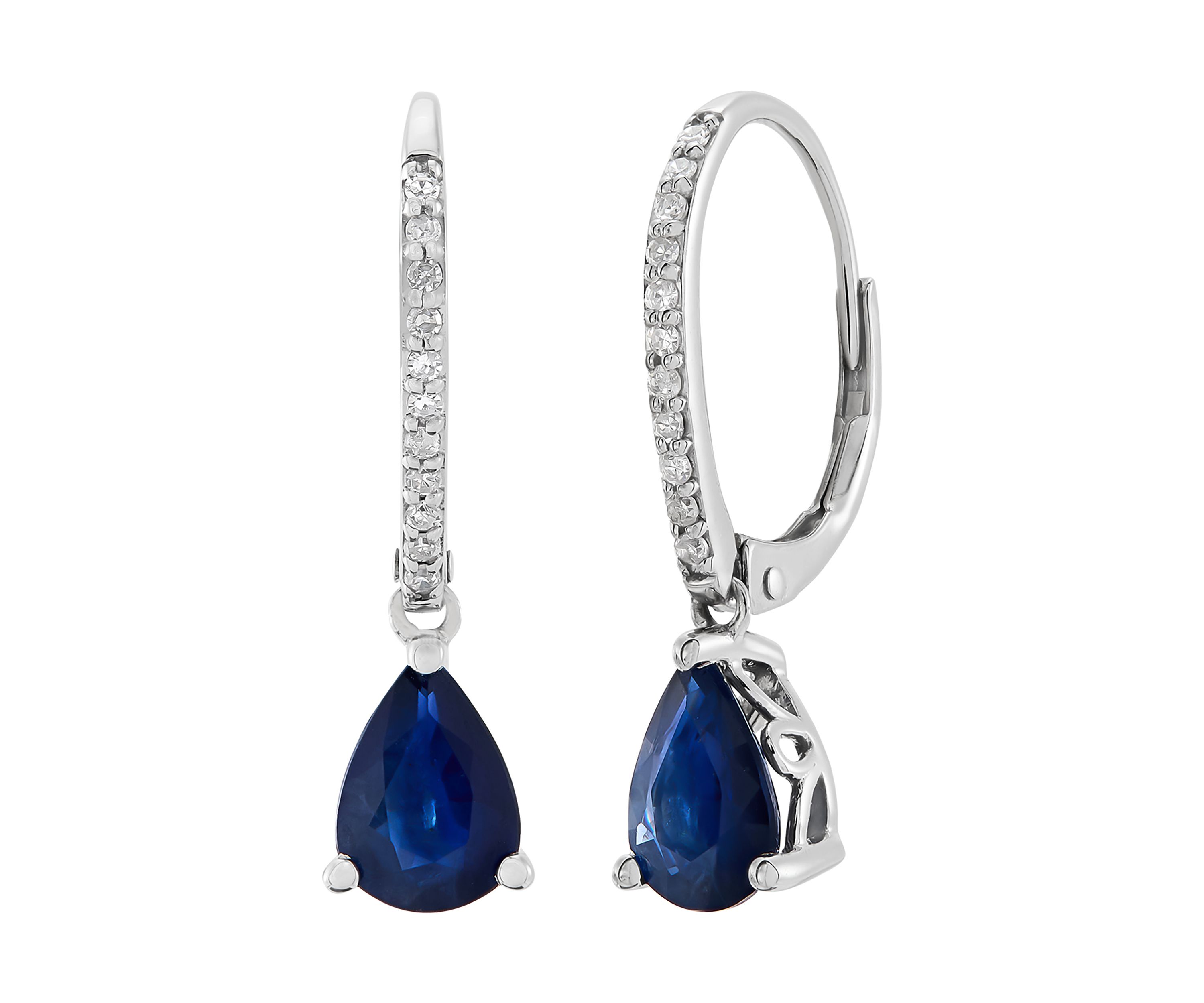 Sapphire and 1/10 ct. t.w. Diamond Earrings in 10K White Gold