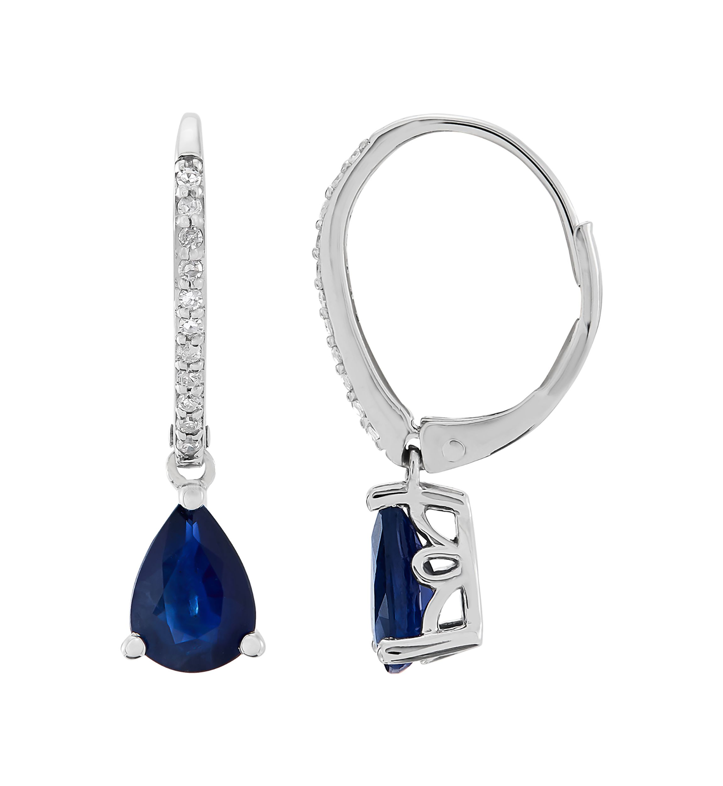 Sapphire and 1/10 ct. t.w. Diamond Earrings in 10K White Gold