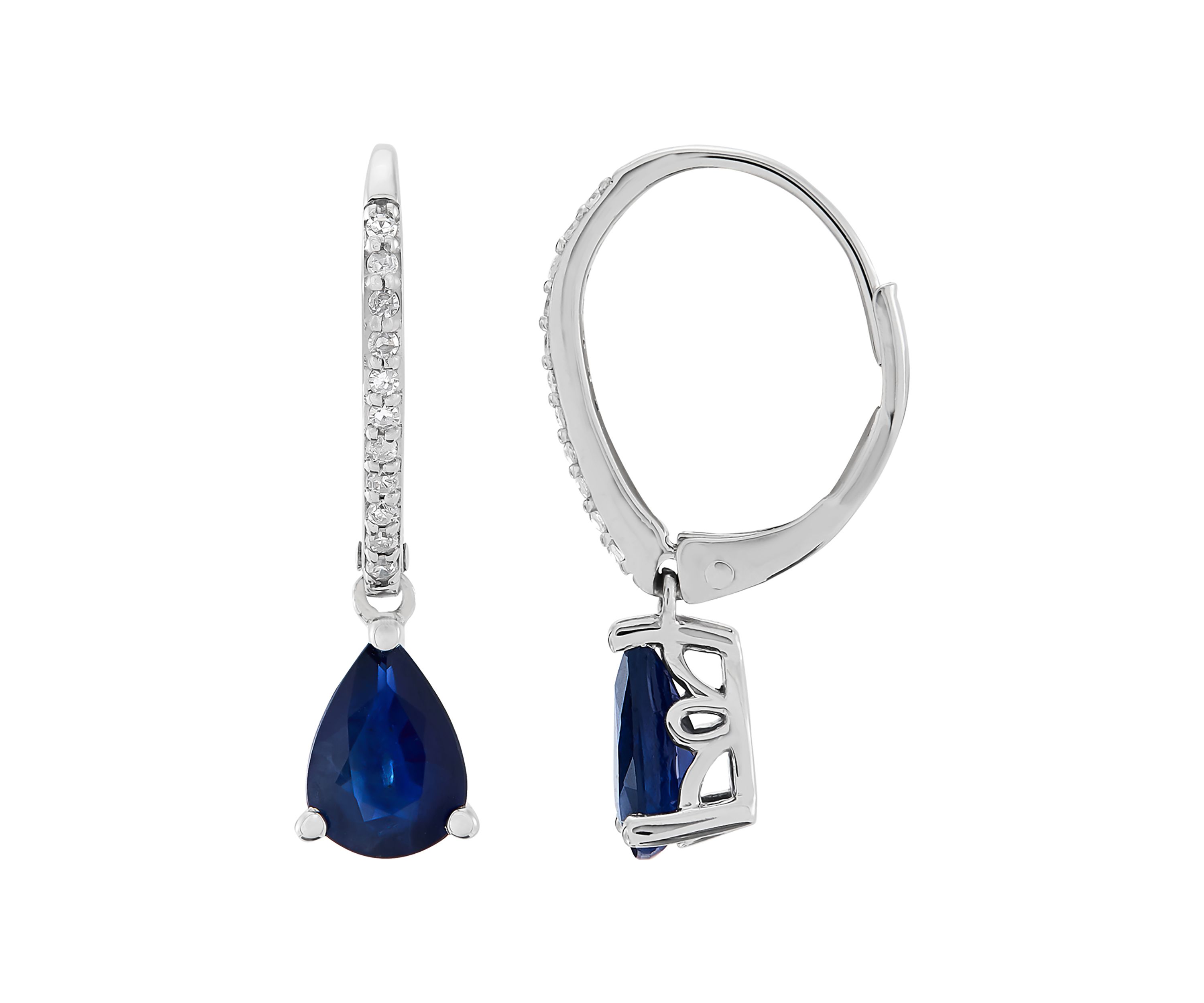 Sapphire and 1/10 ct. t.w. Diamond Earrings in 10K White Gold