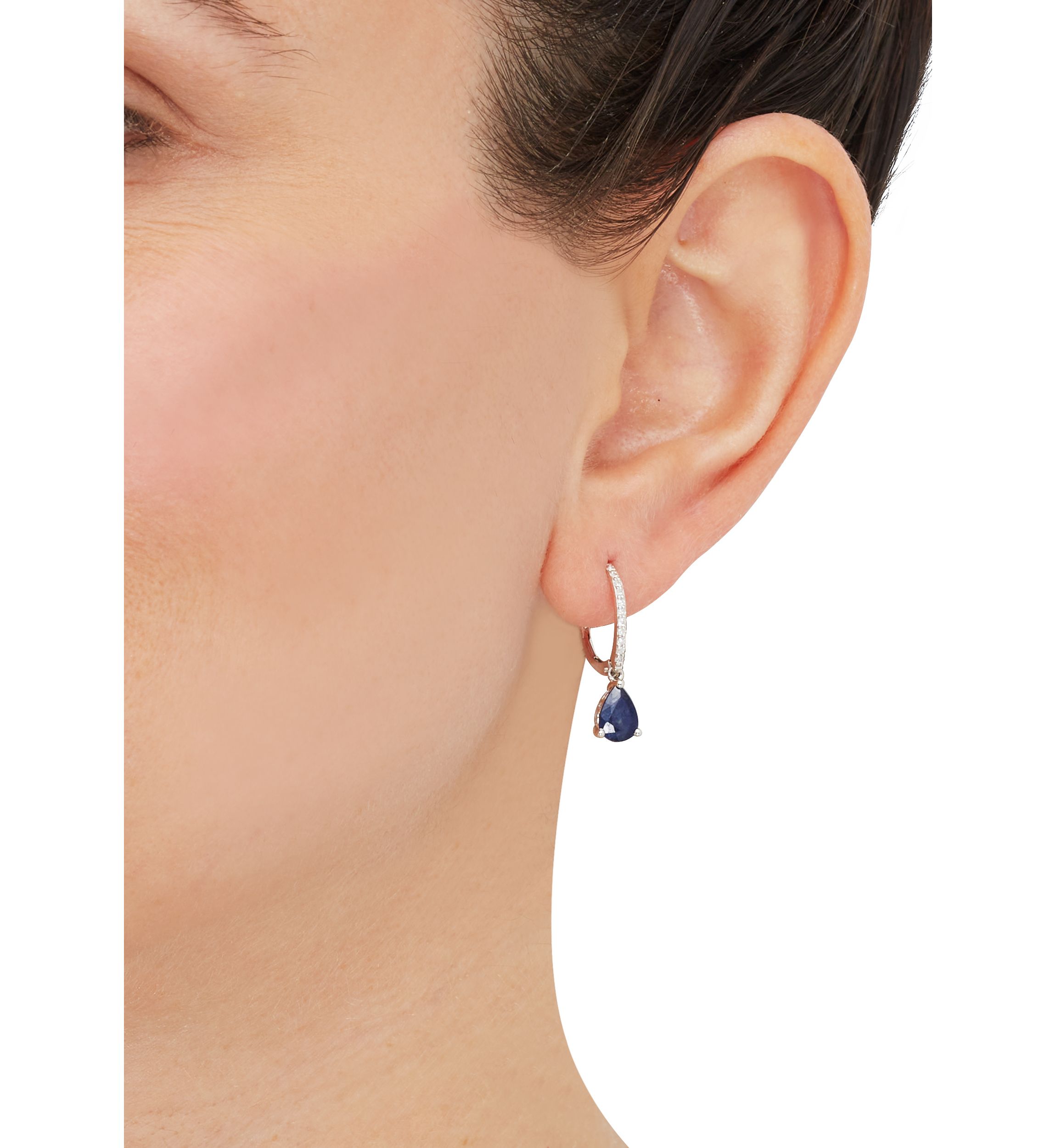 Sapphire and 1/10 ct. t.w. Diamond Earrings in 10K White Gold