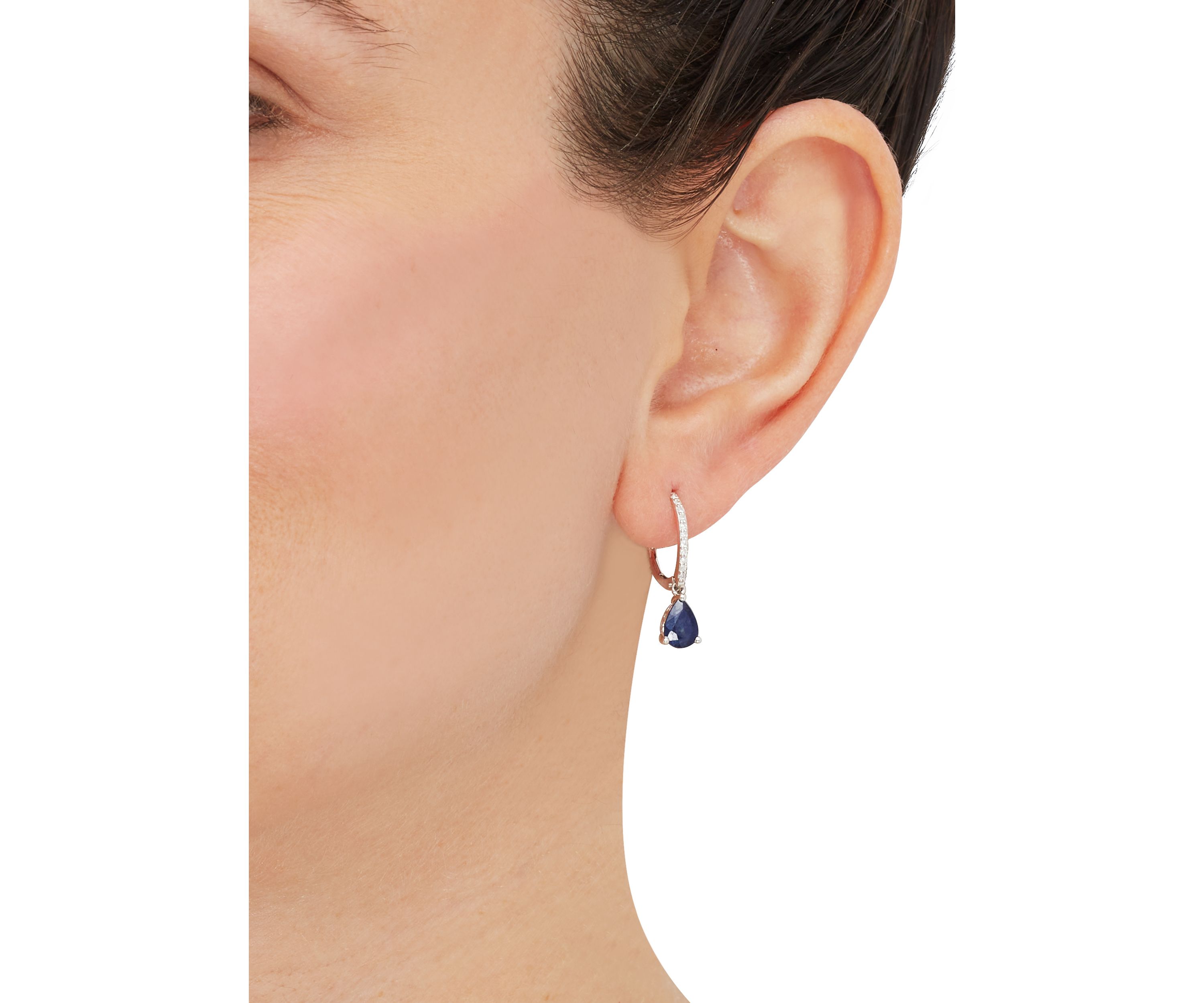 Sapphire and 1/10 ct. t.w. Diamond Earrings in 10K White Gold