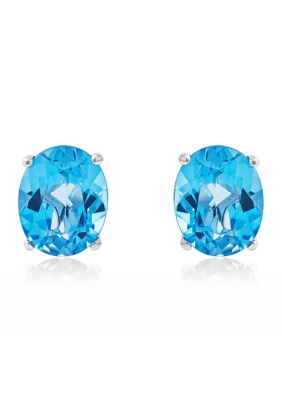 Belk & Co Swiss Blue Topaz Stud Earrings in 14K White Gold