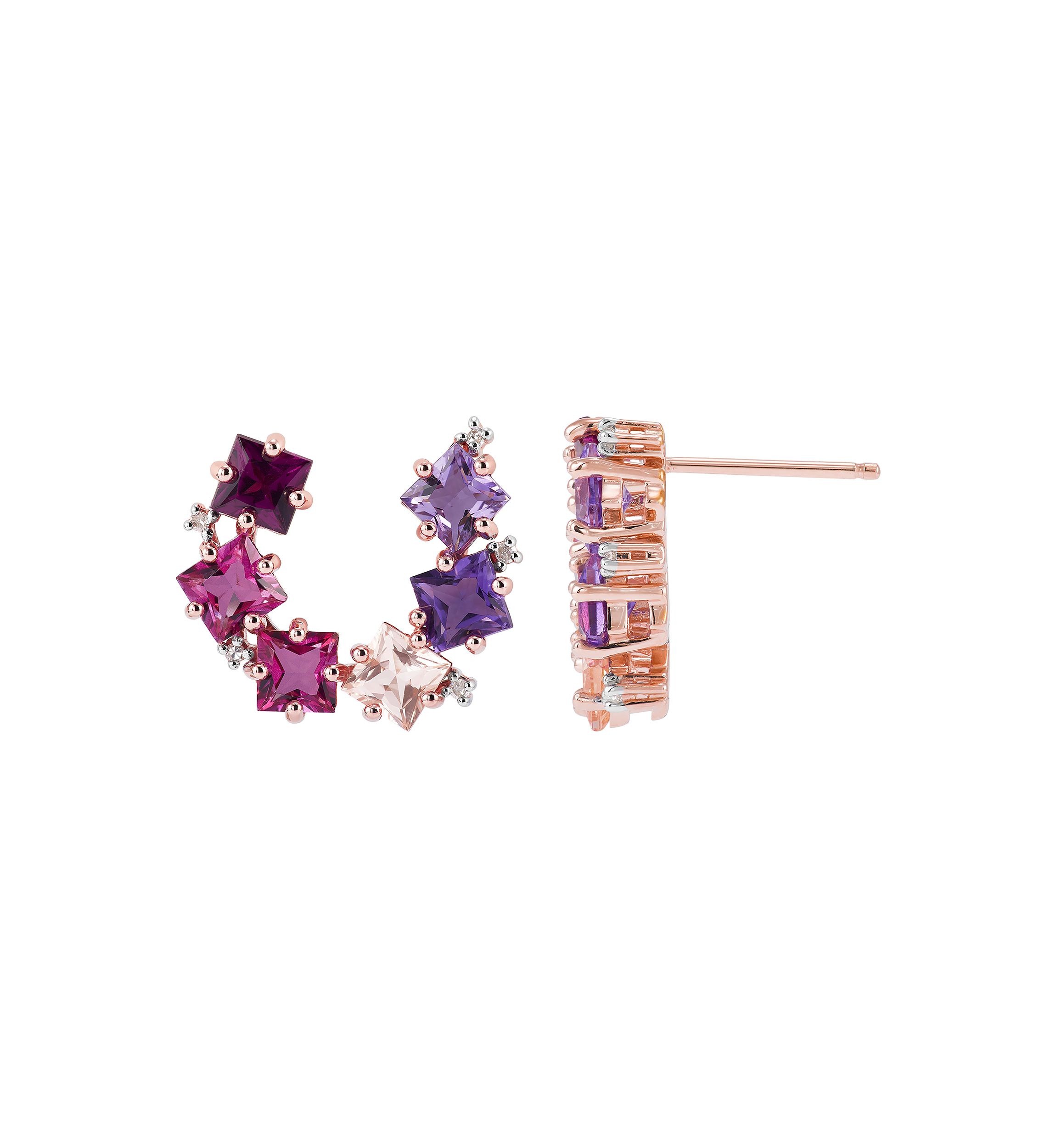 1/10 ct. t.w. Diamond Multi Color Earrings in Sterling Silver
