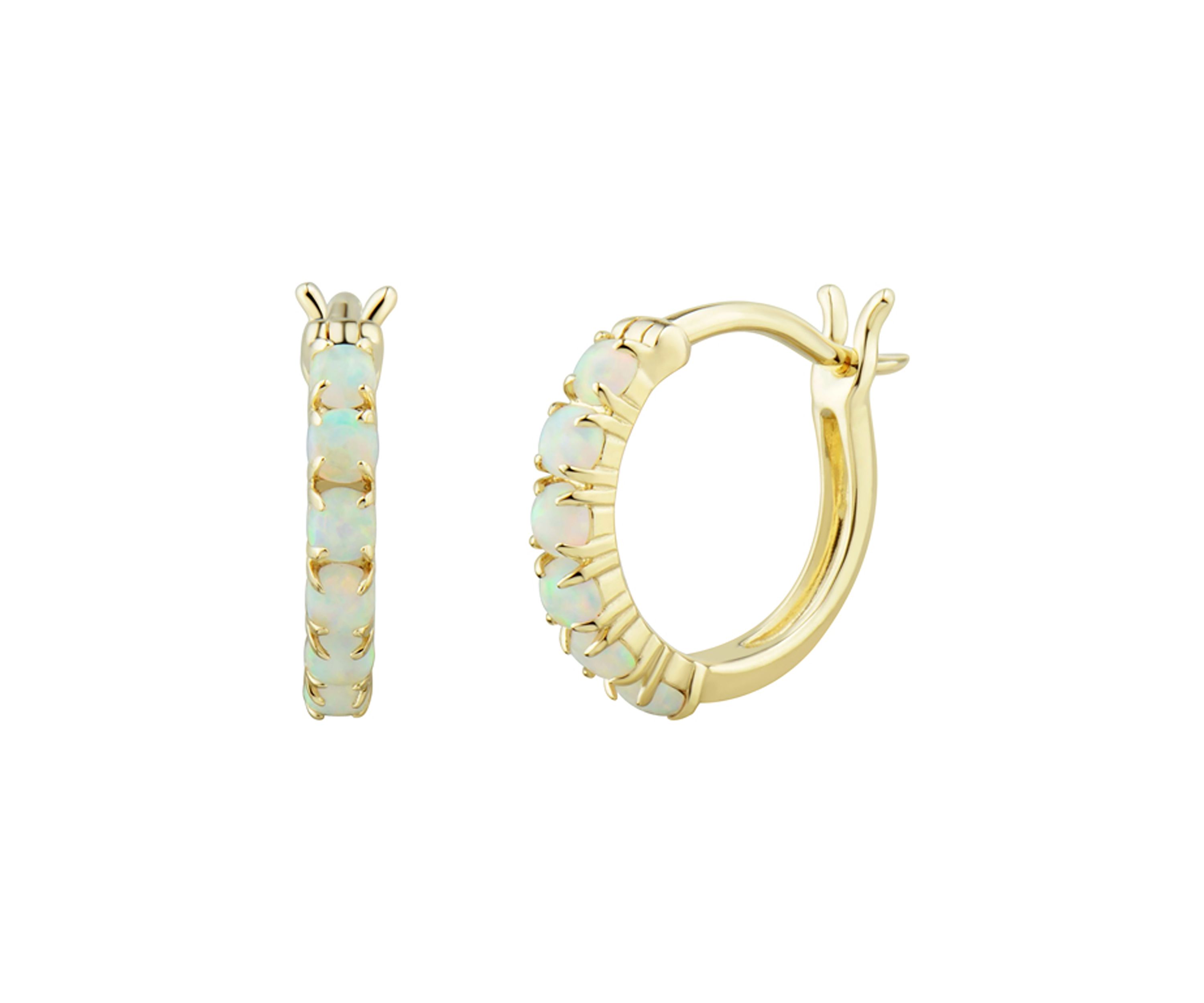 Lab Created Opal Earrings in 10K Yellow Gold