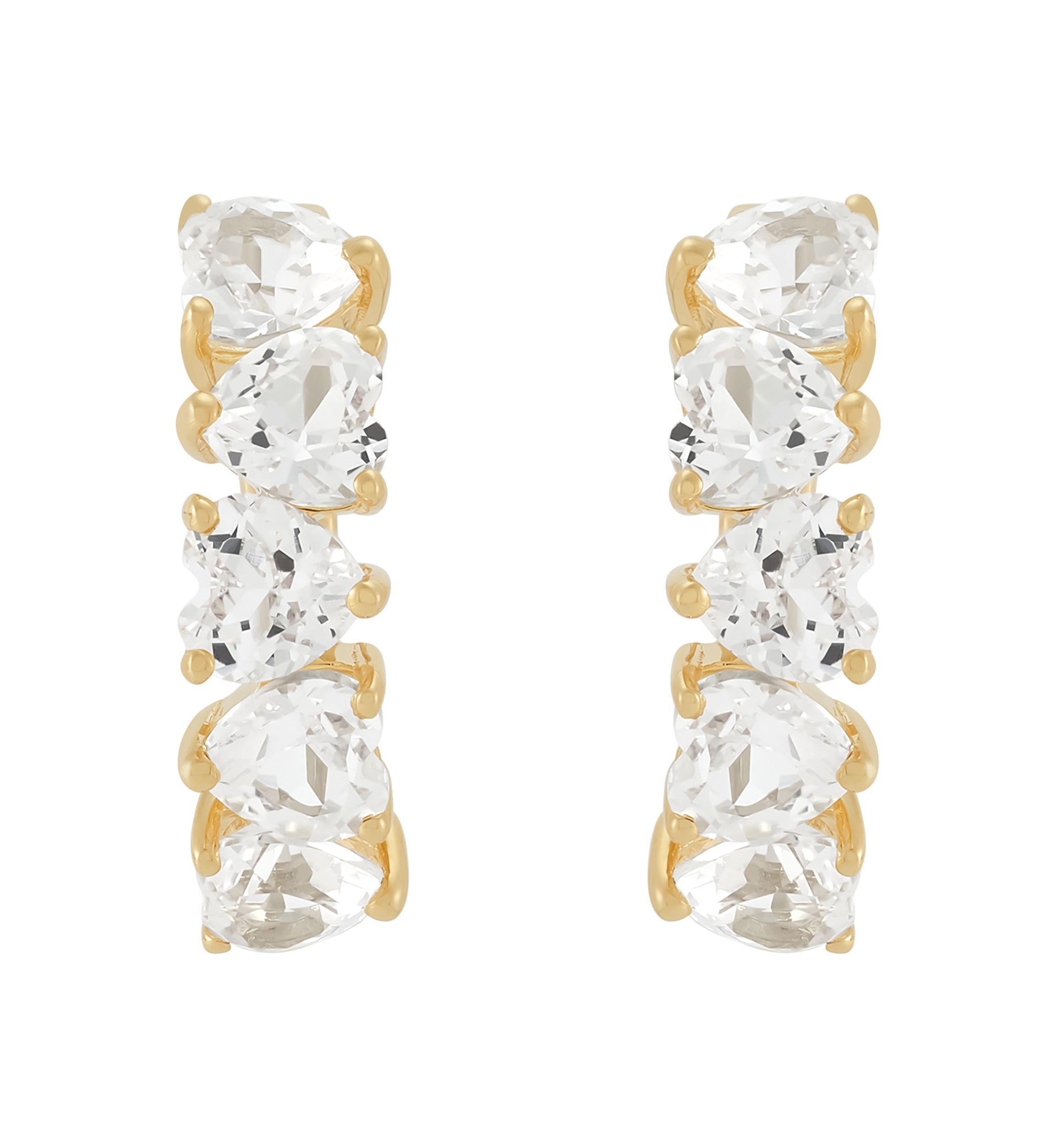 Lab Grown White Sapphire Hoop Earrings in Gold Over Silver