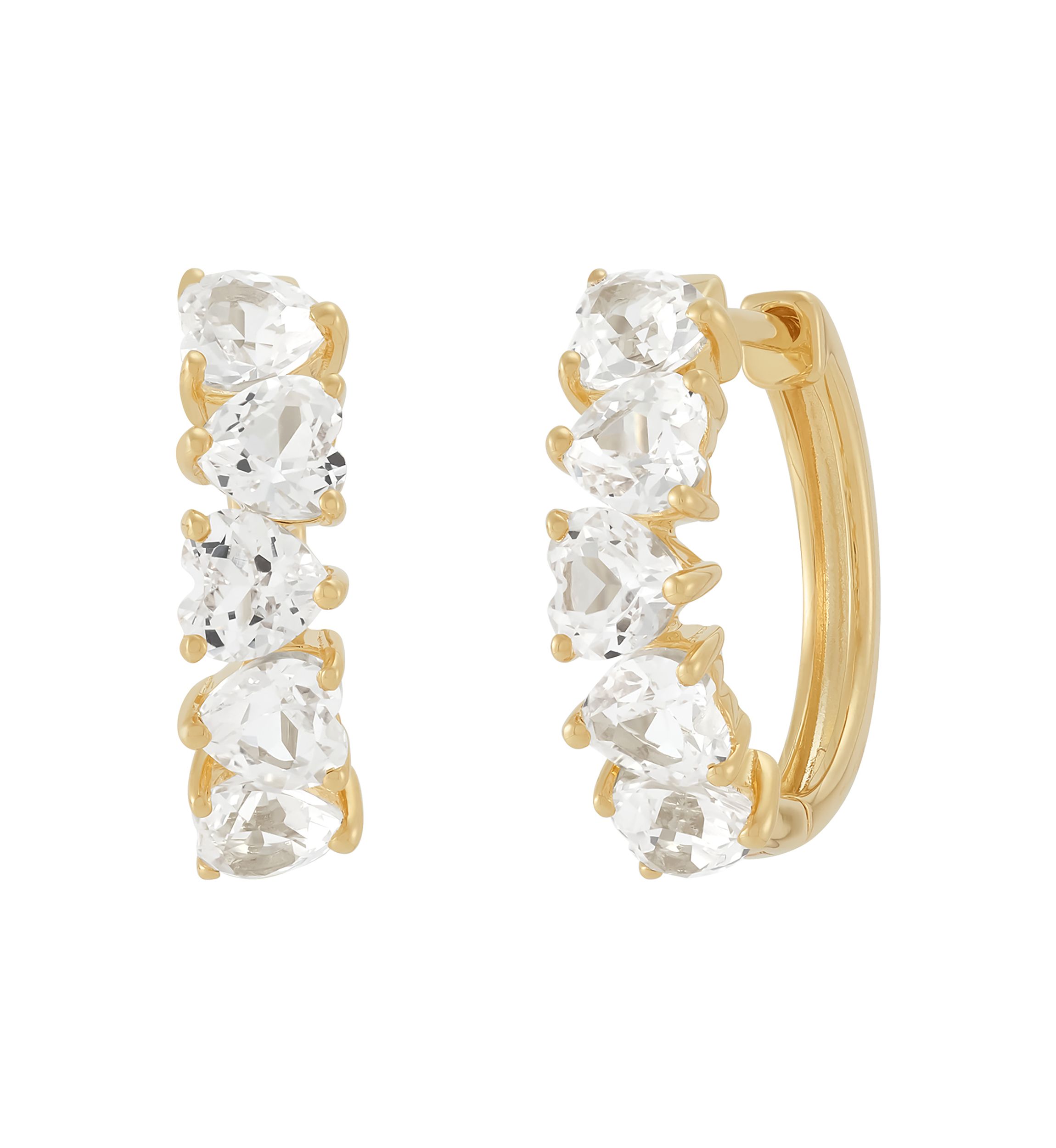 Lab Grown White Sapphire Hoop Earrings in Gold Over Silver