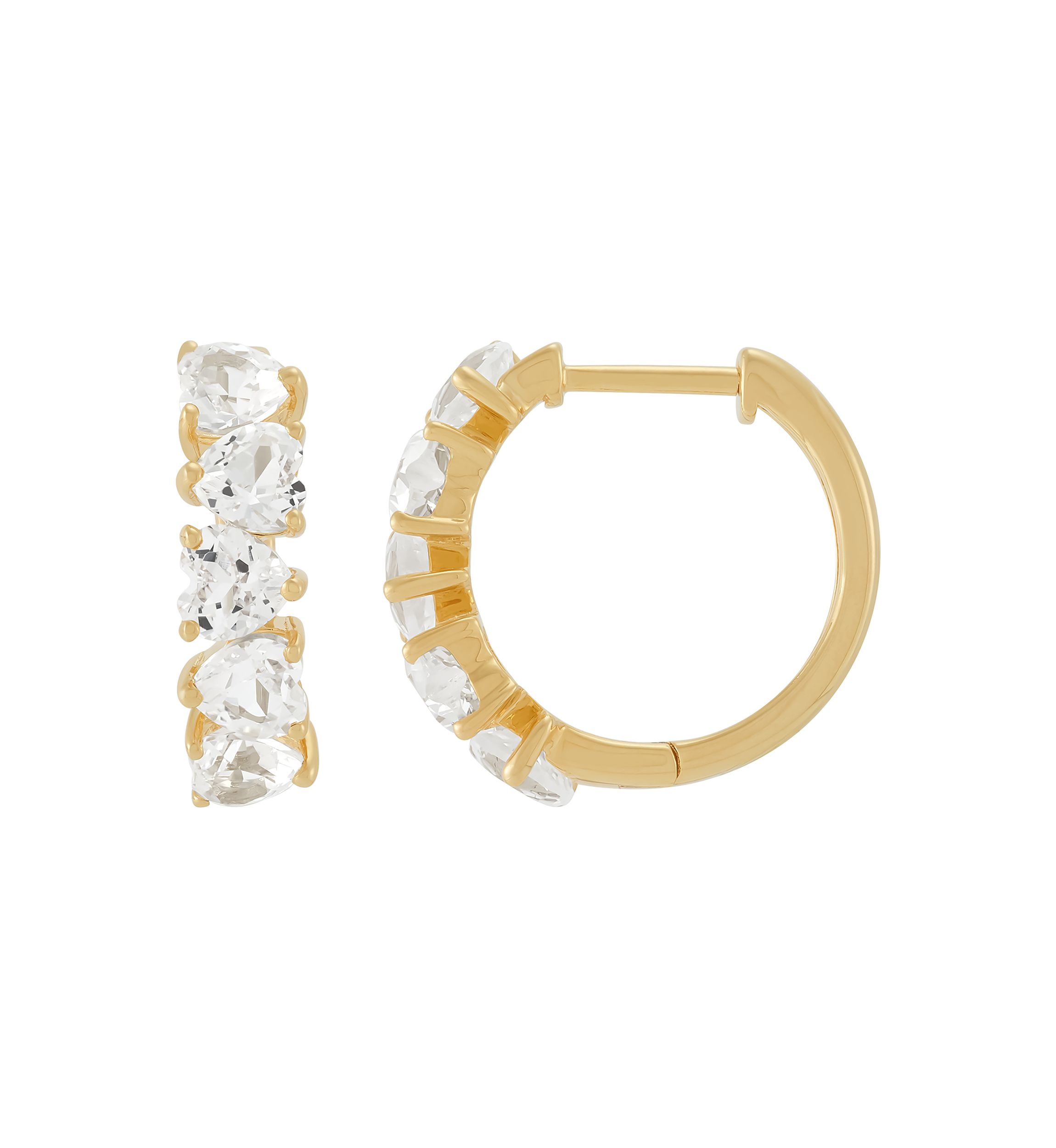 Lab Grown White Sapphire Hoop Earrings in Gold Over Silver