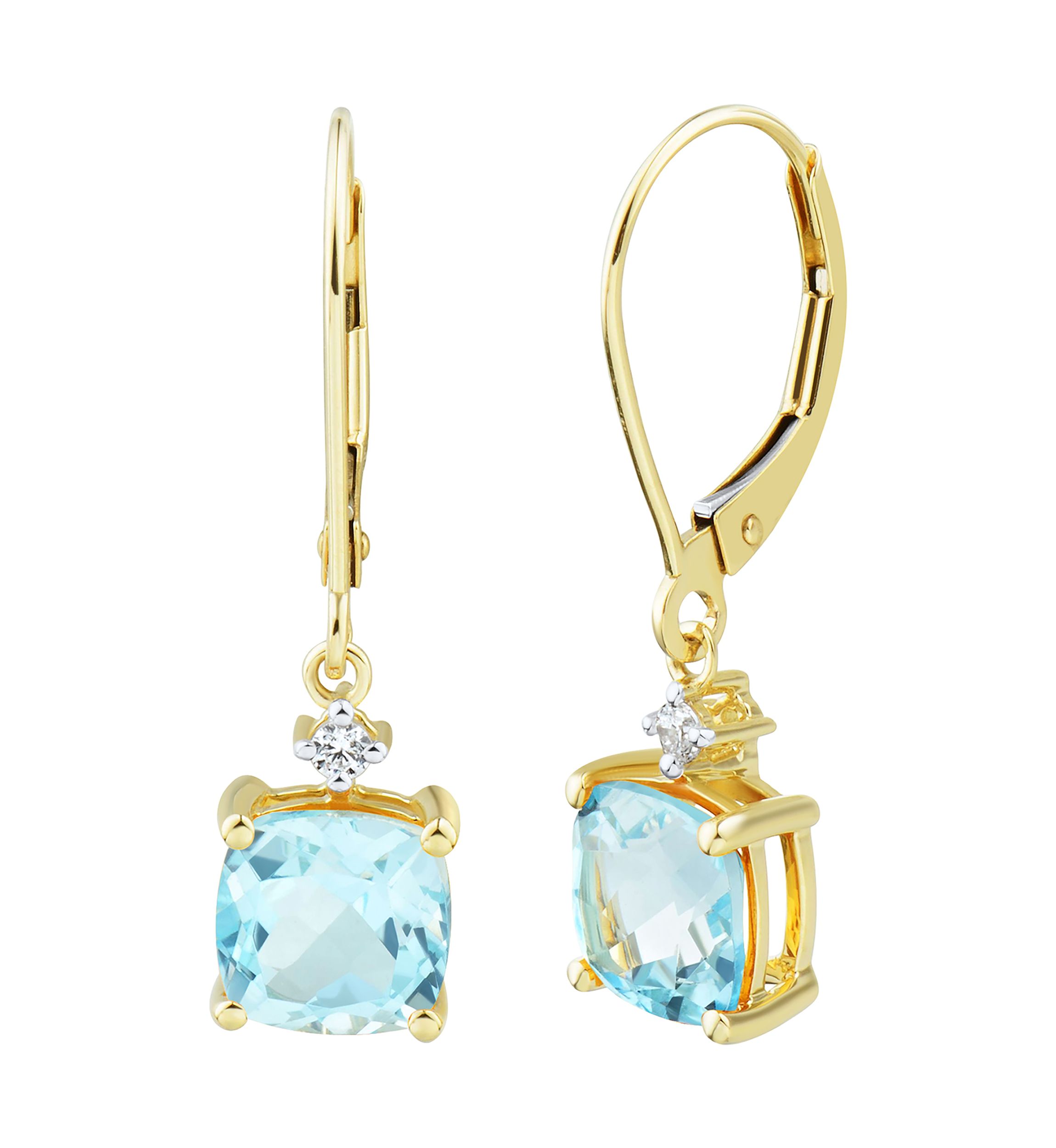 1/10 ct. t.w. Diamond and Sky Blue Topaz Earrings in 10K Yellow Gold