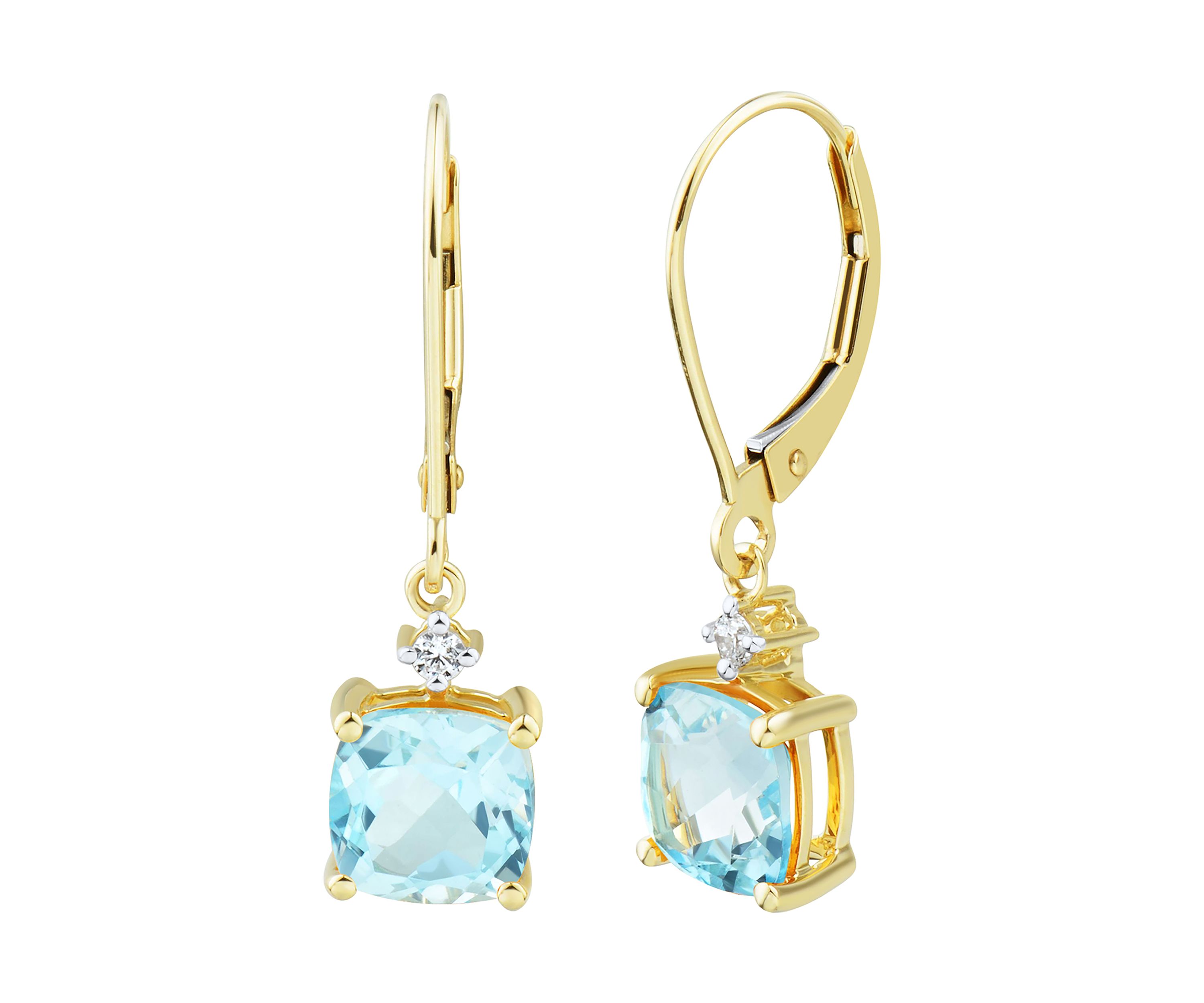 1/10 ct. t.w. Diamond and Sky Blue Topaz Earrings in 10K Yellow Gold