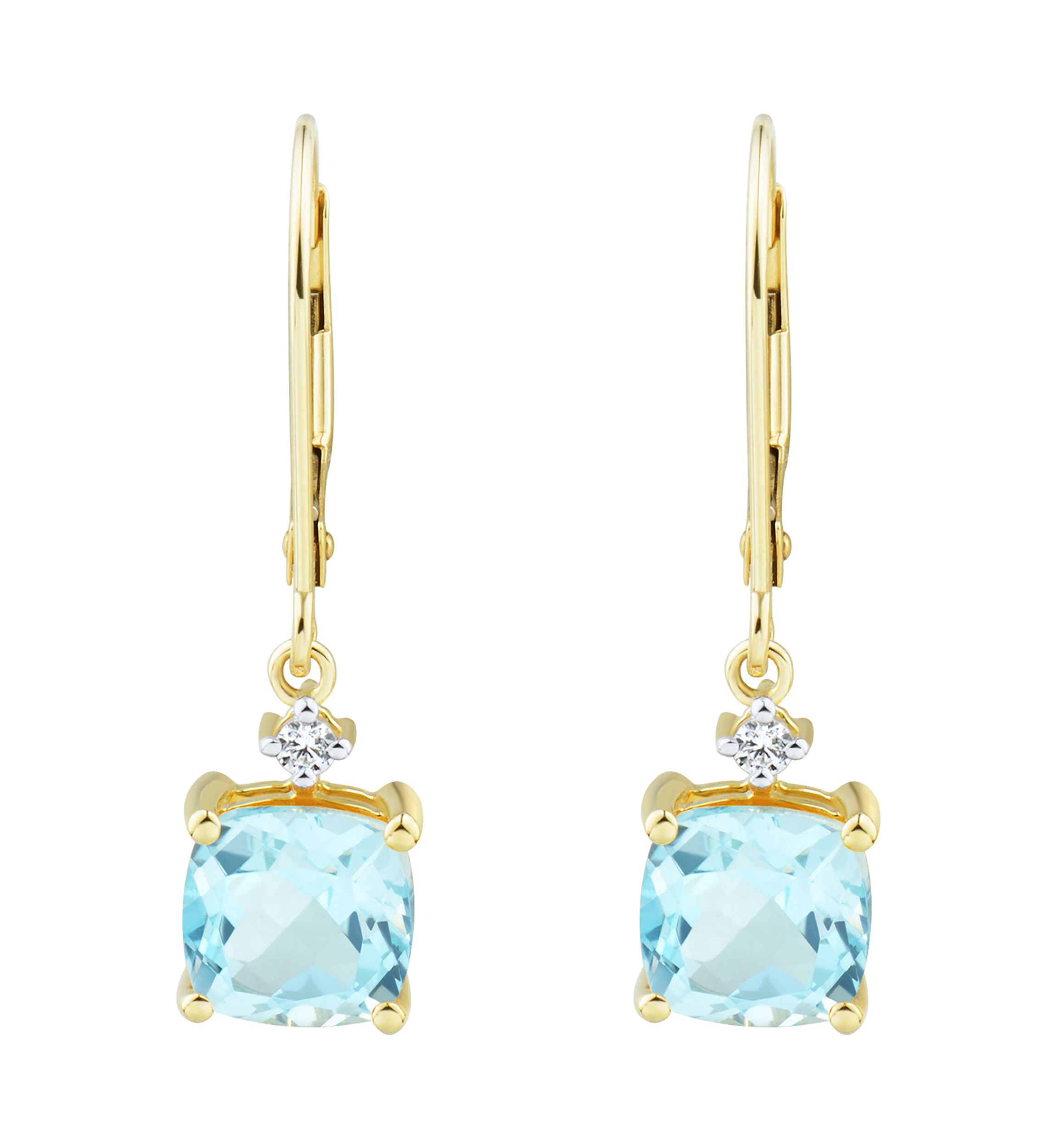 1/10 ct. t.w. Diamond and Sky Blue Topaz Earrings in 10K Yellow Gold
