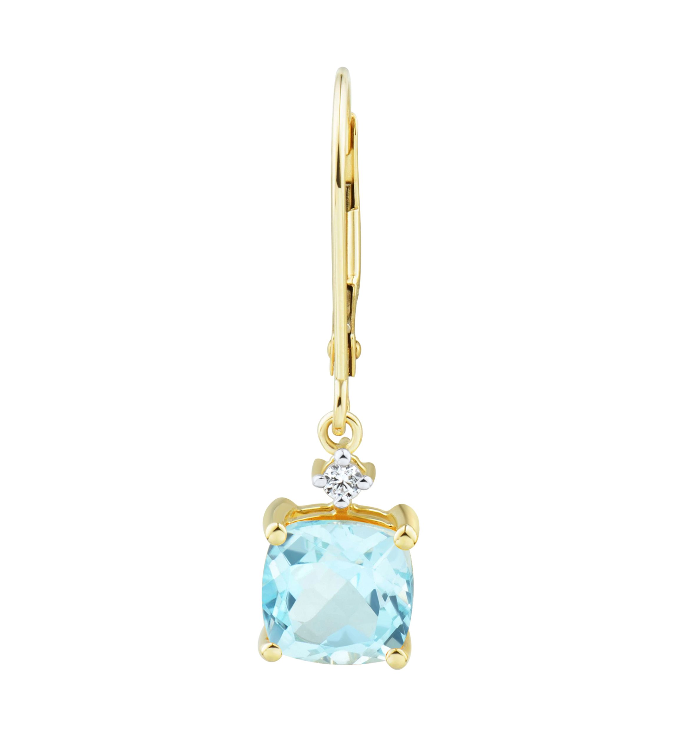 1/10 ct. t.w. Diamond and Sky Blue Topaz Earrings in 10K Yellow Gold