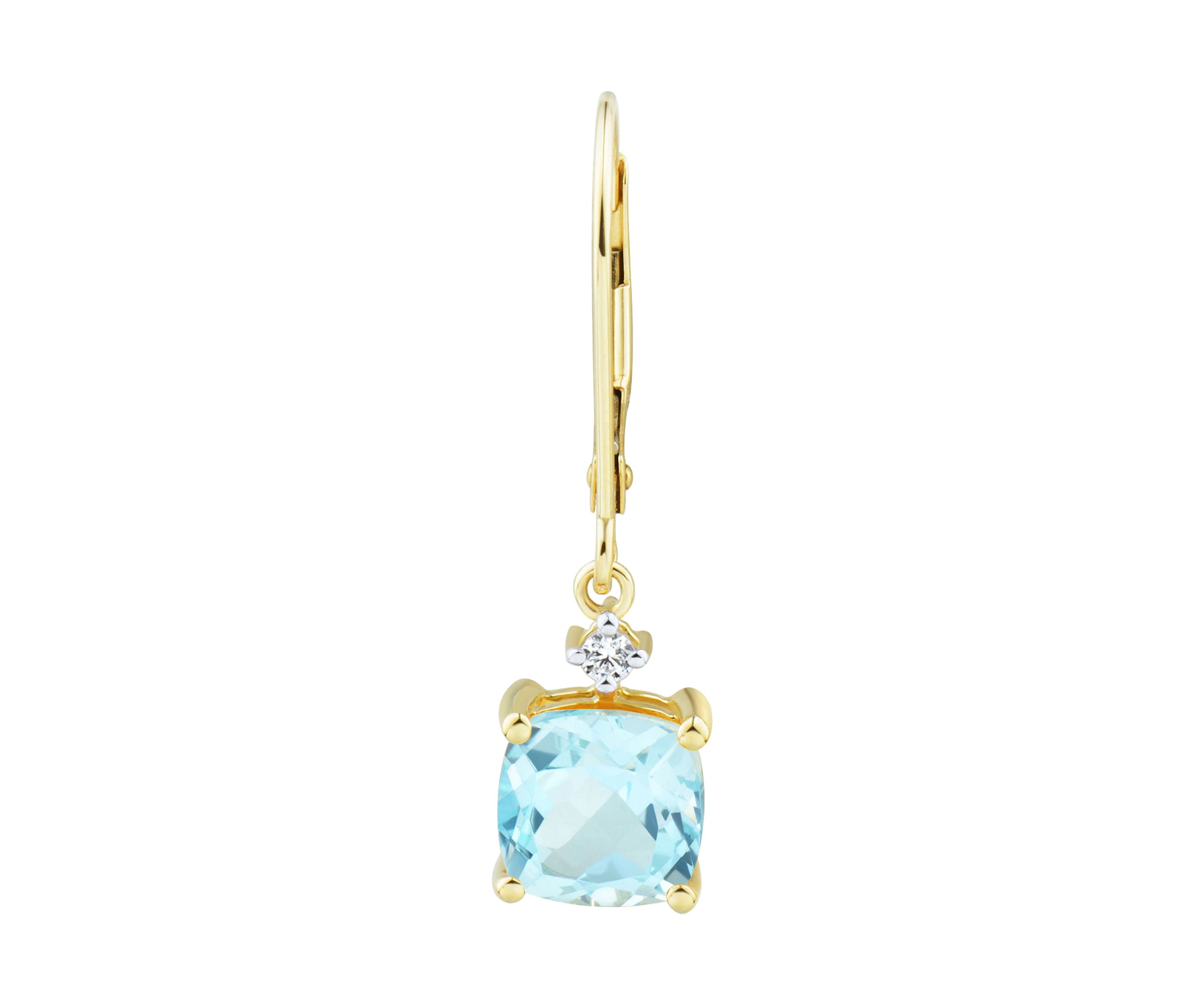 1/10 ct. t.w. Diamond and Sky Blue Topaz Earrings in 10K Yellow Gold