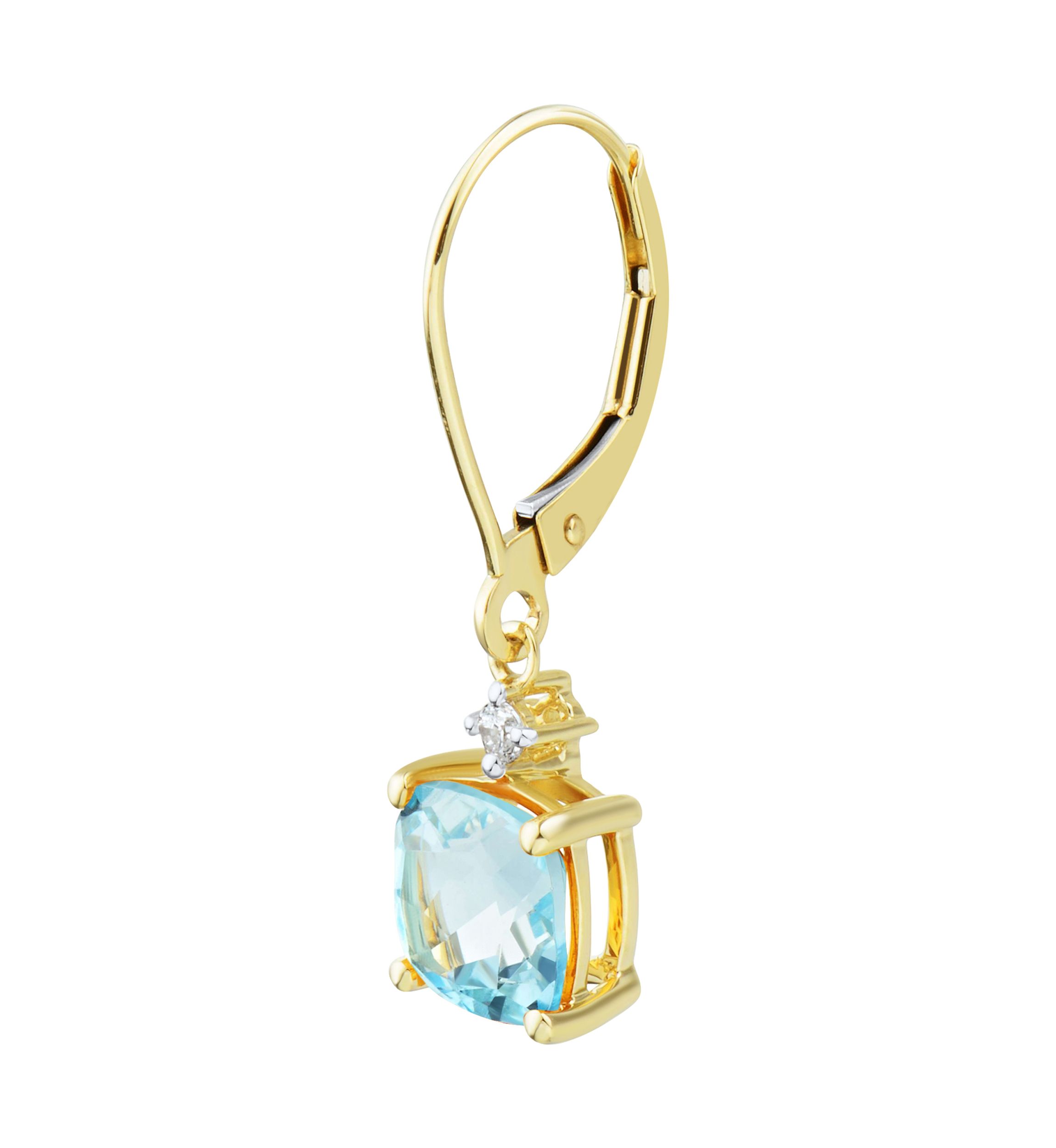 1/10 ct. t.w. Diamond and Sky Blue Topaz Earrings in 10K Yellow Gold