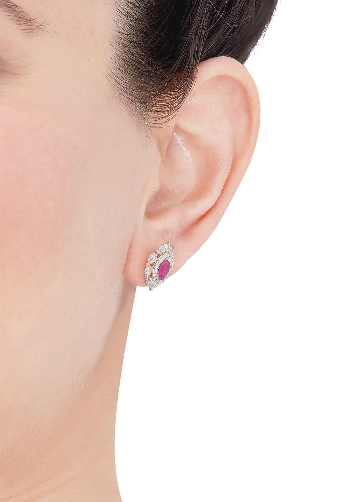 1/5 ct. t.w. Diamond and Ruby Stud Earrings in 10K Yellow Gold