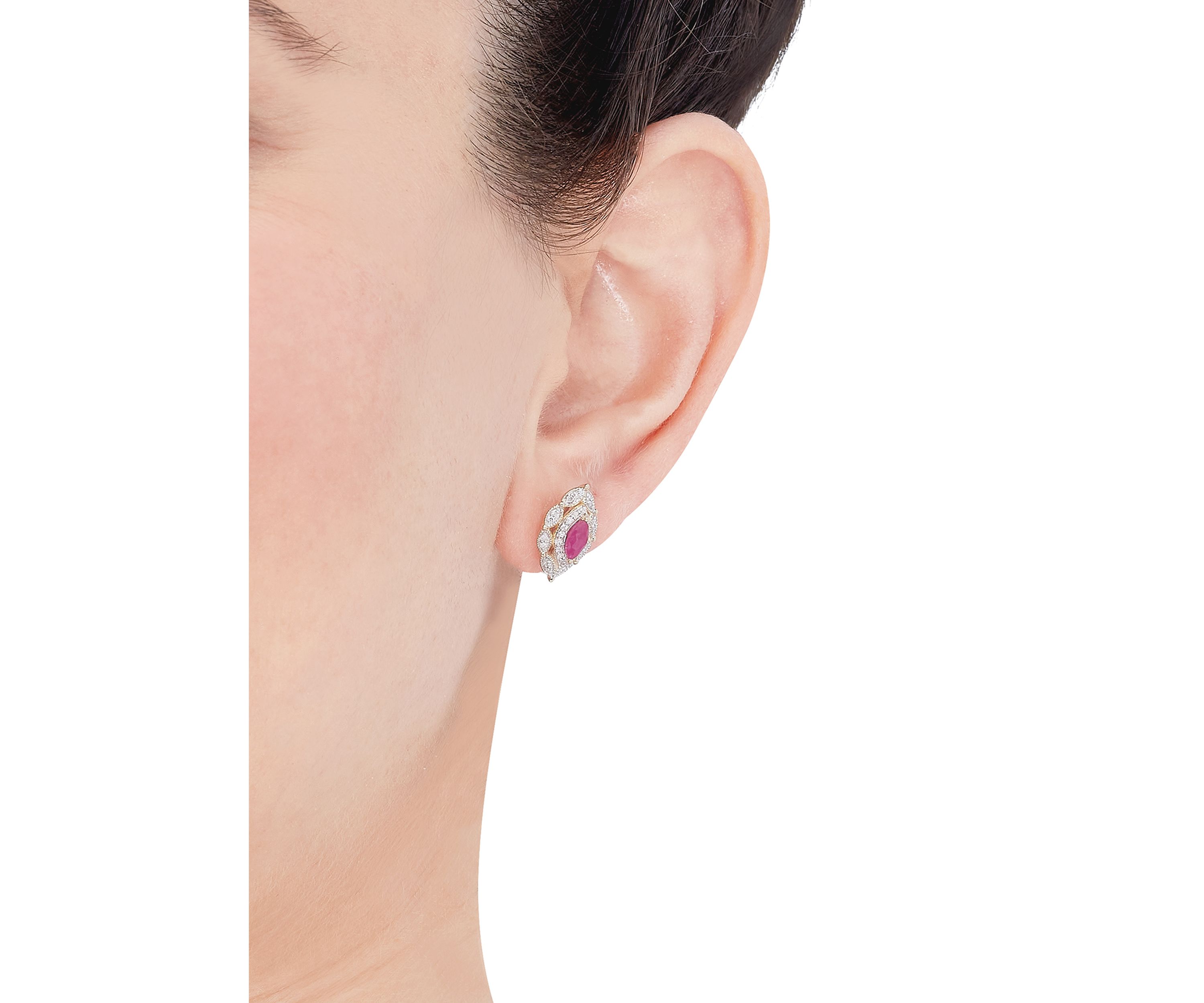 1/5 ct. t.w. Diamond and Ruby Stud Earrings in 10K Yellow Gold