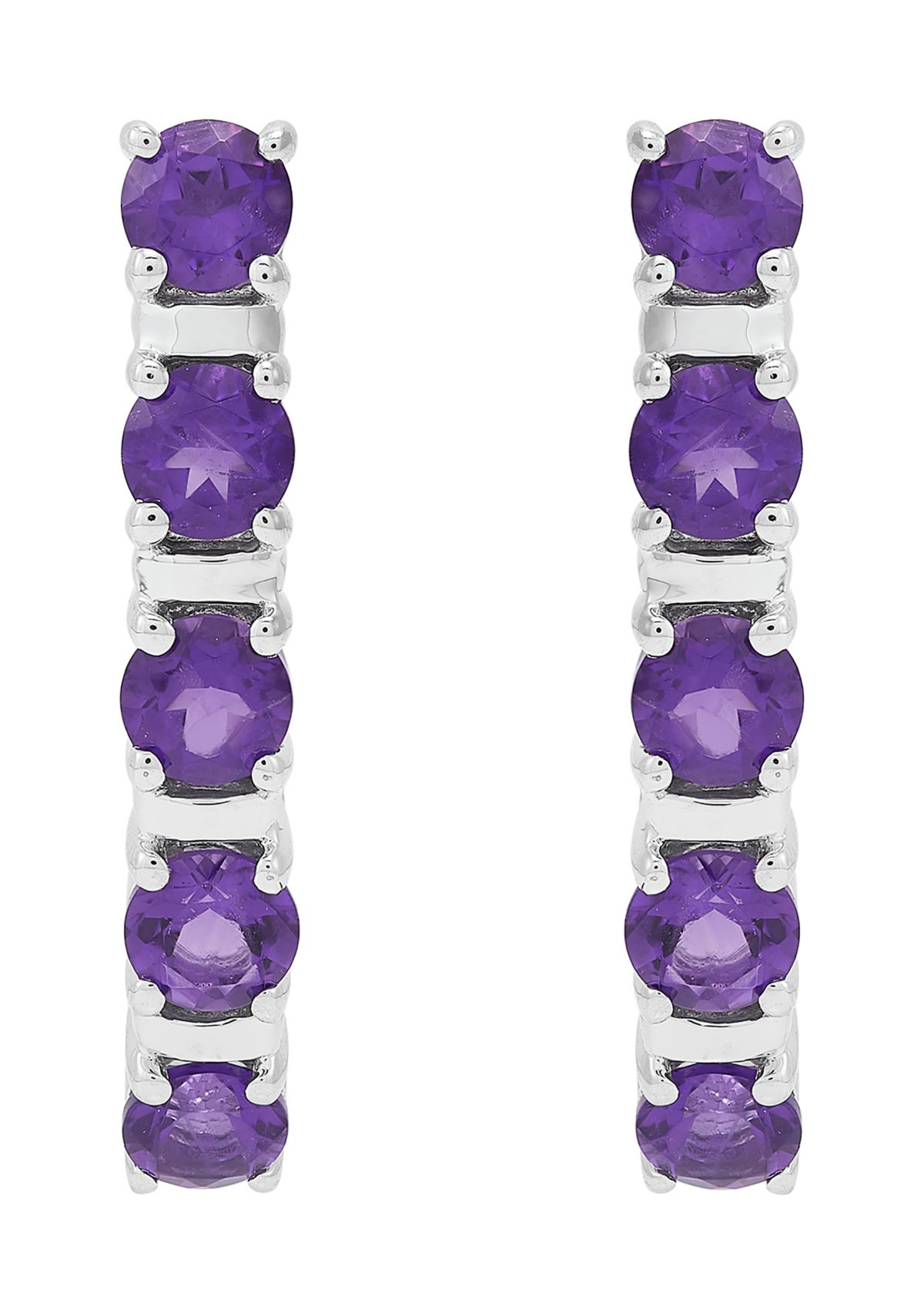 Amethyst Hoop Earrings in Sterling Silver