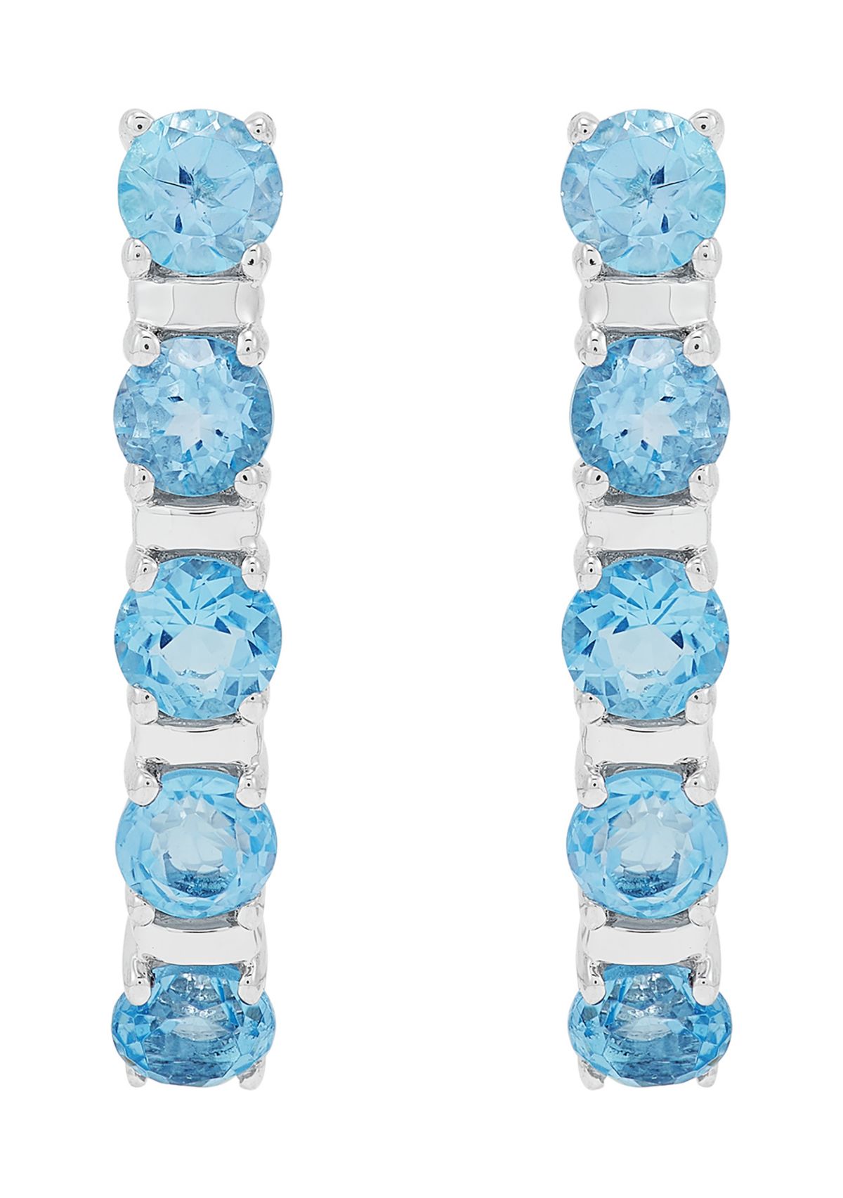 Blue Topaz Hoop Earrings in Sterling Silver