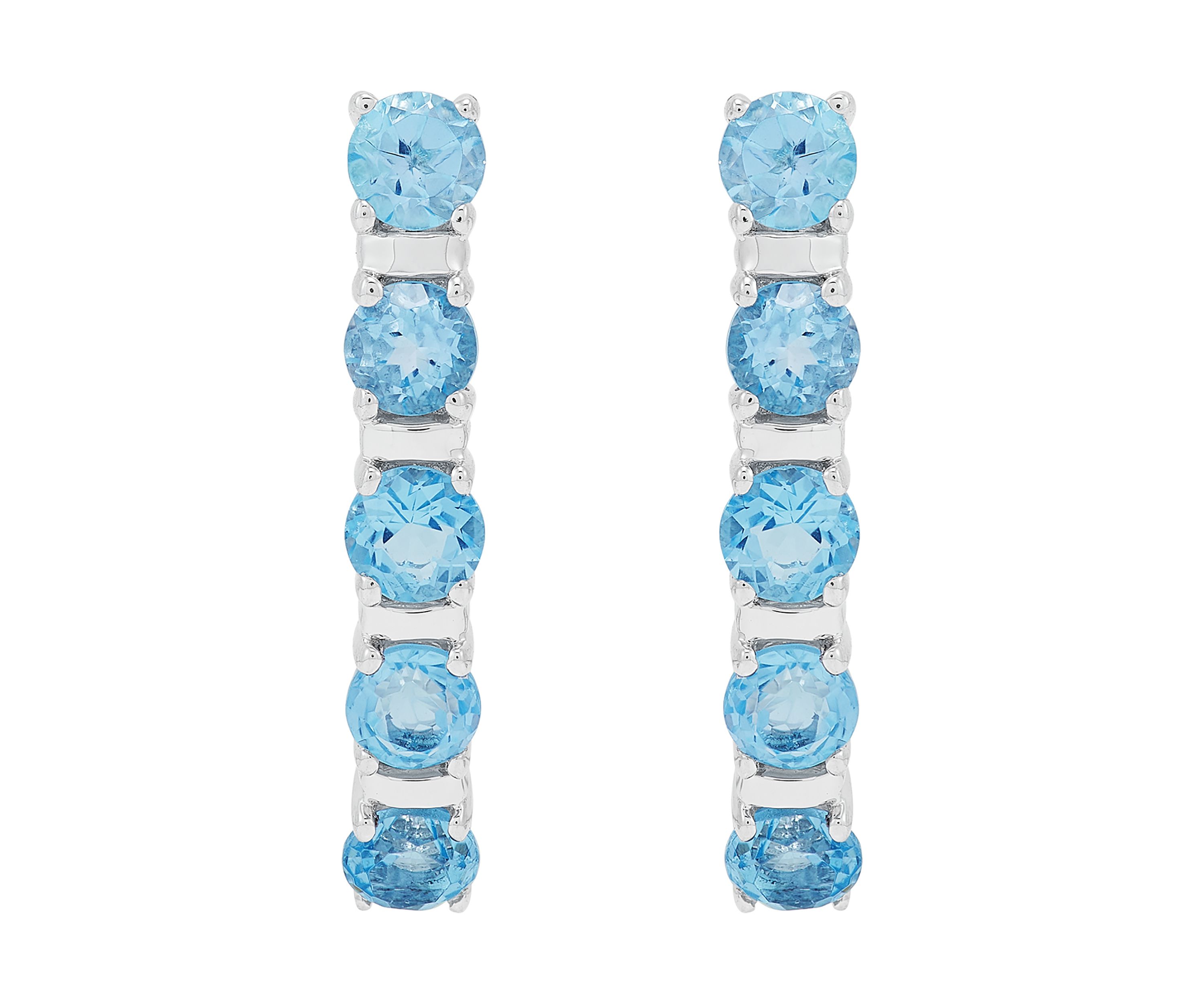 Blue Topaz Hoop Earrings in Sterling Silver
