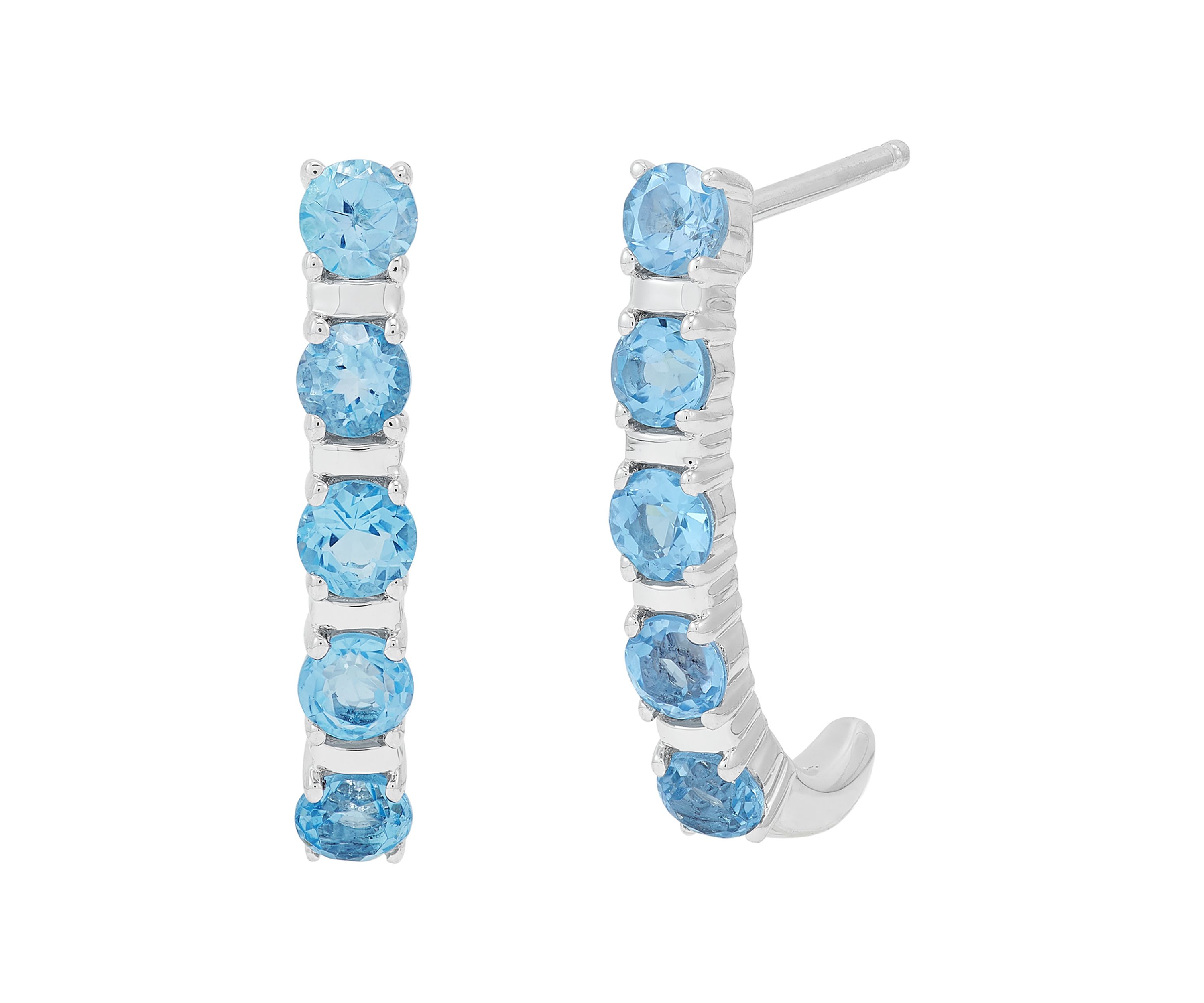 Blue Topaz Hoop Earrings in Sterling Silver
