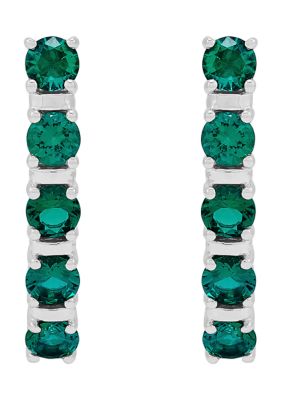 Belk & Co Lab Created Emerald Hoop Earrings in Sterling Silver