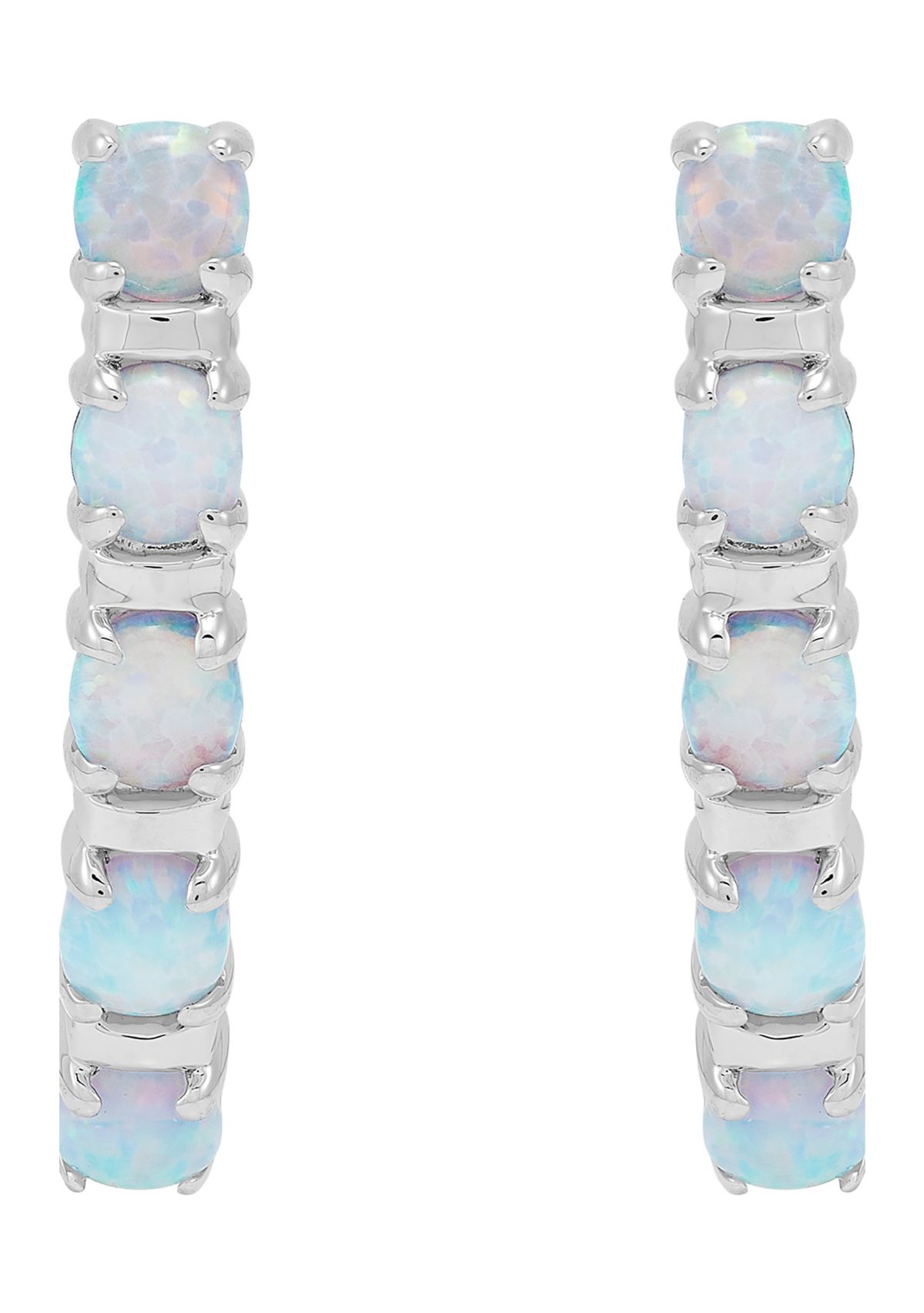 Lab Created Opal Hoop Earrings in Sterling Silver