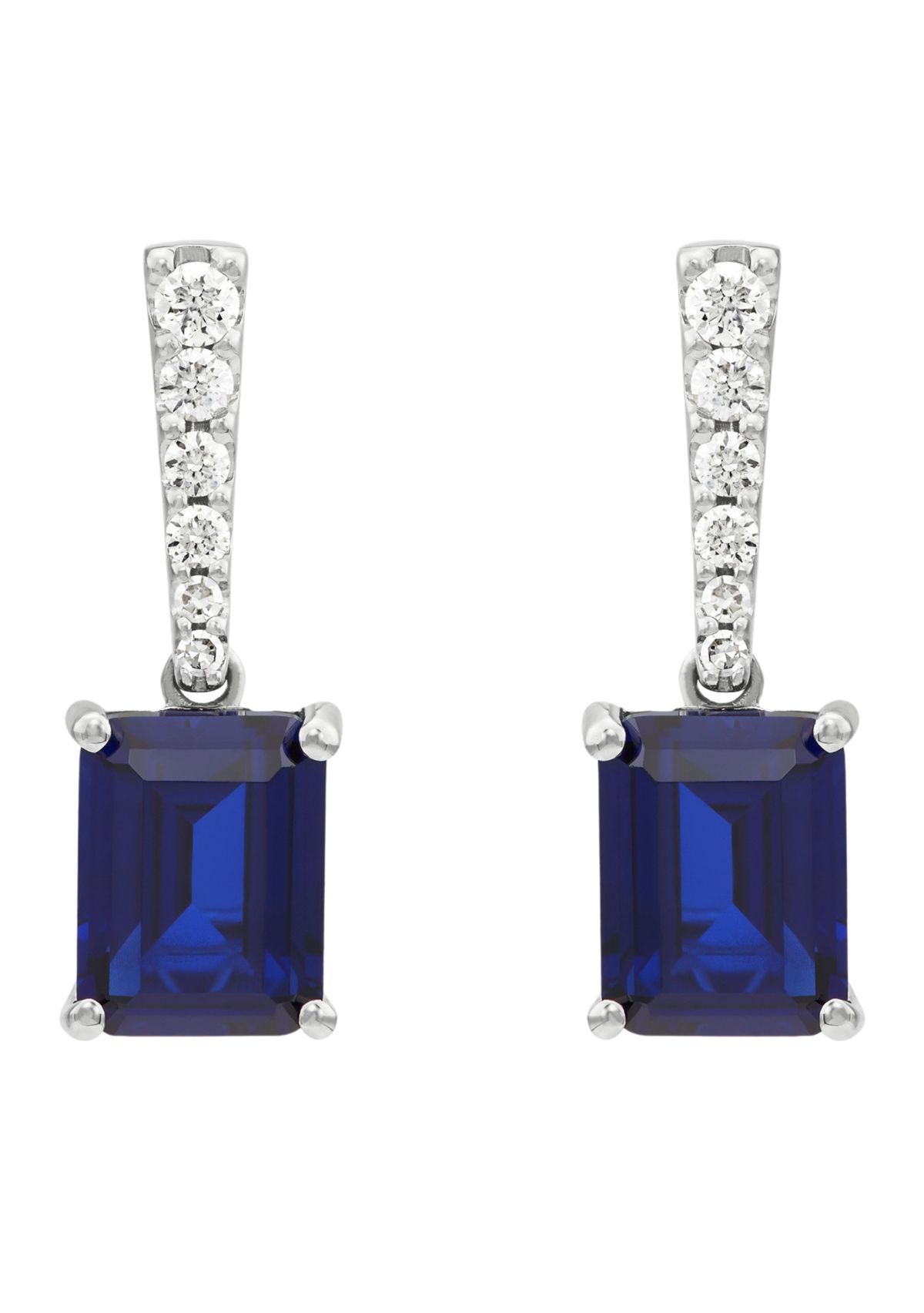 Lab Created Sapphire and 1/2 ct. t.w. Lab Created Diamond Earring in 10K White Gold