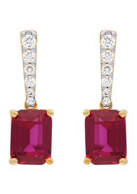Belk & Co Lab Created Ruby and 1/2 ct. t.w. Lab Created Diamond Earrings in 10K Yellow Gold